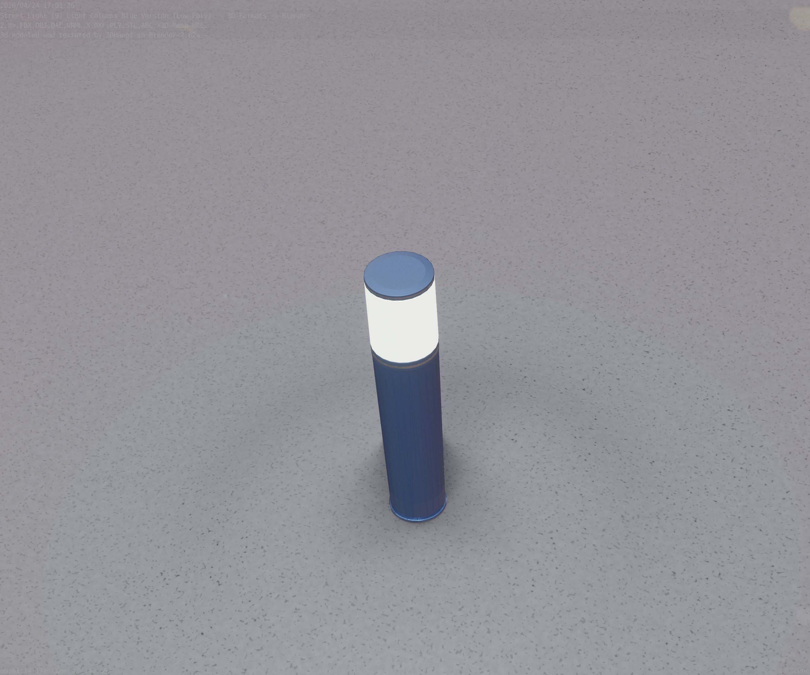 Low-Poly Blue Light Column 18 - Street Light Set-9 Low-poly 3D model_93