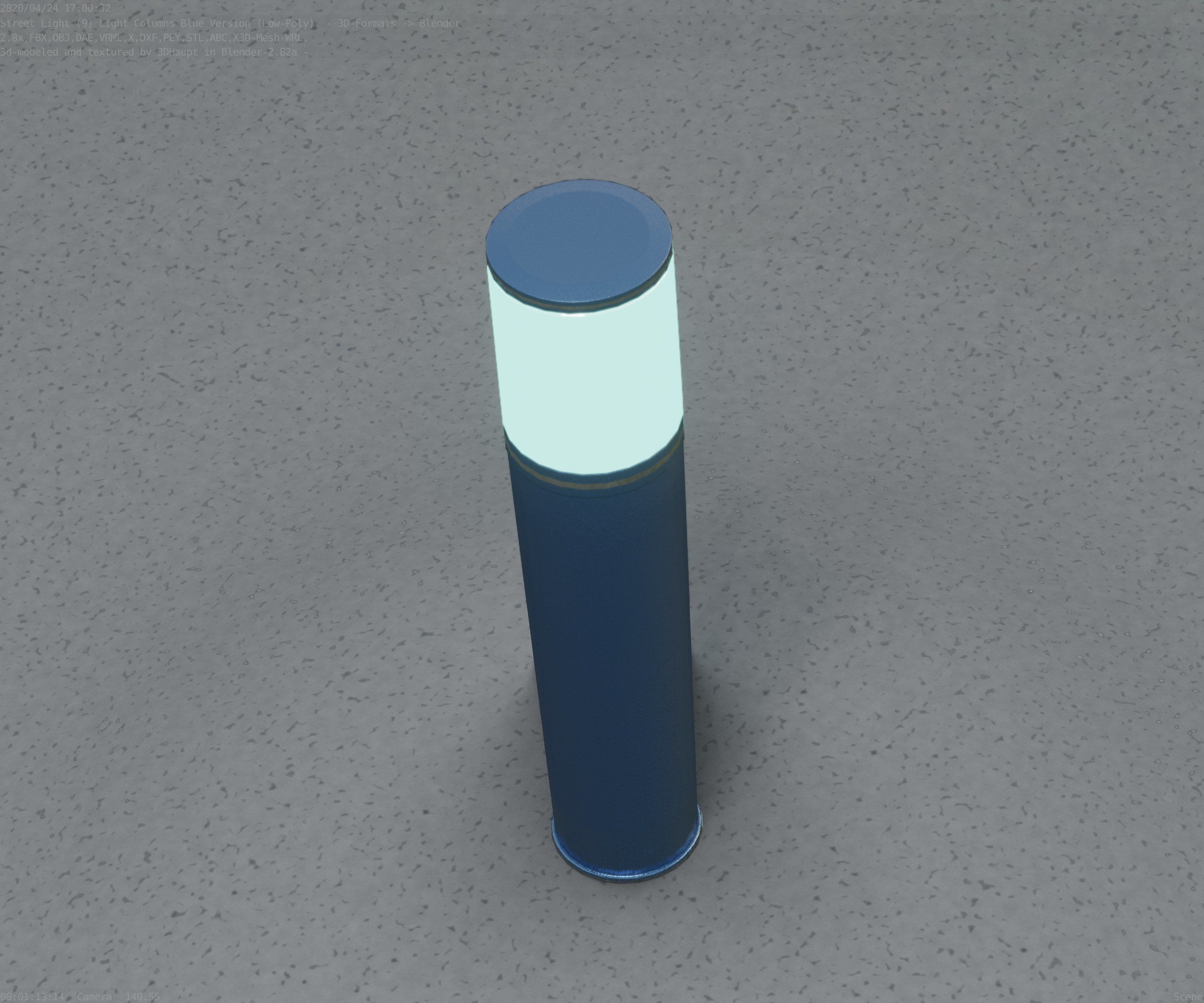Low-Poly Blue Light Column 18 - Street Light Set-9 Low-poly 3D model_66