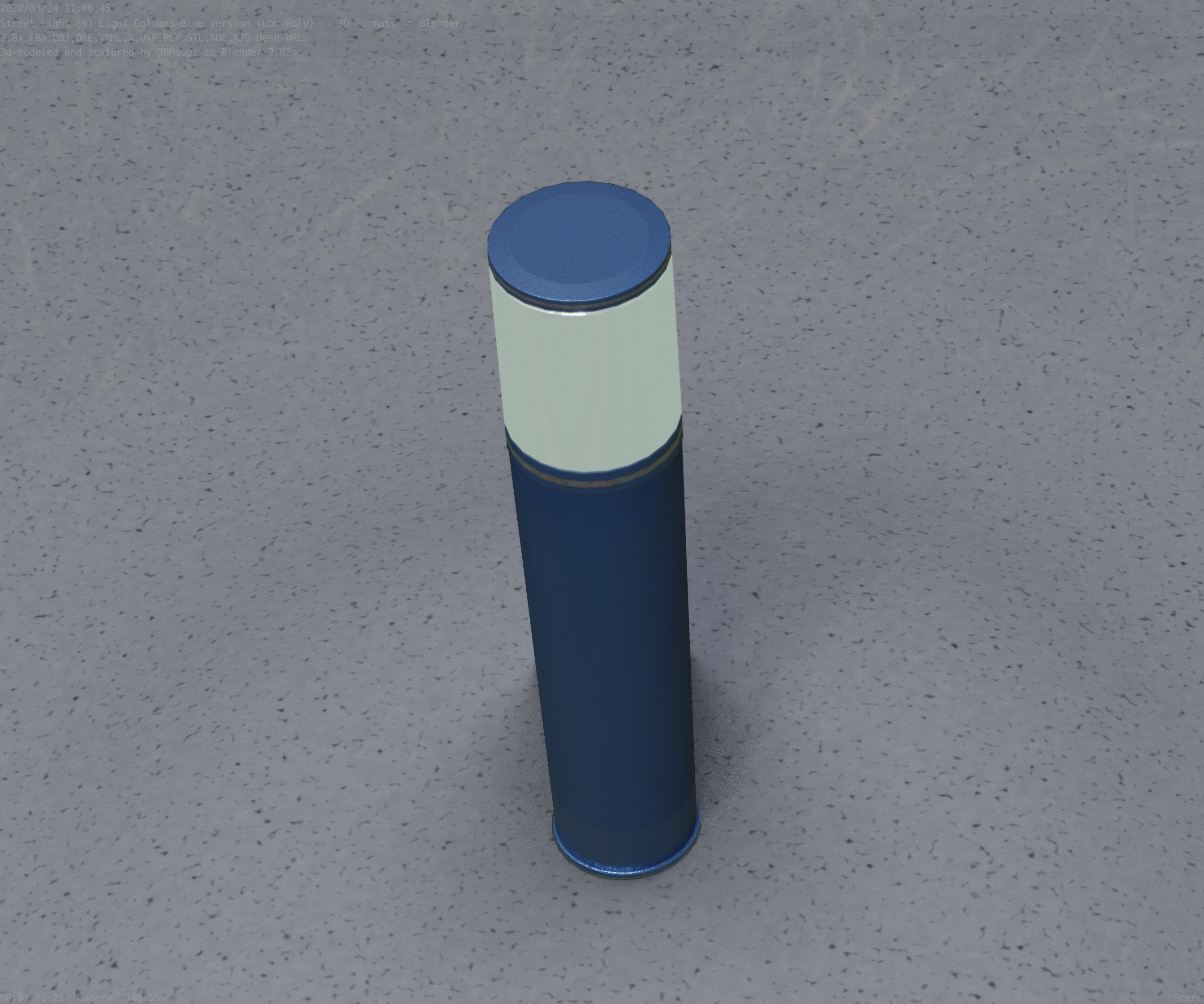 Low-Poly Blue Light Column 18 - Street Light Set-9 Low-poly 3D model_73
