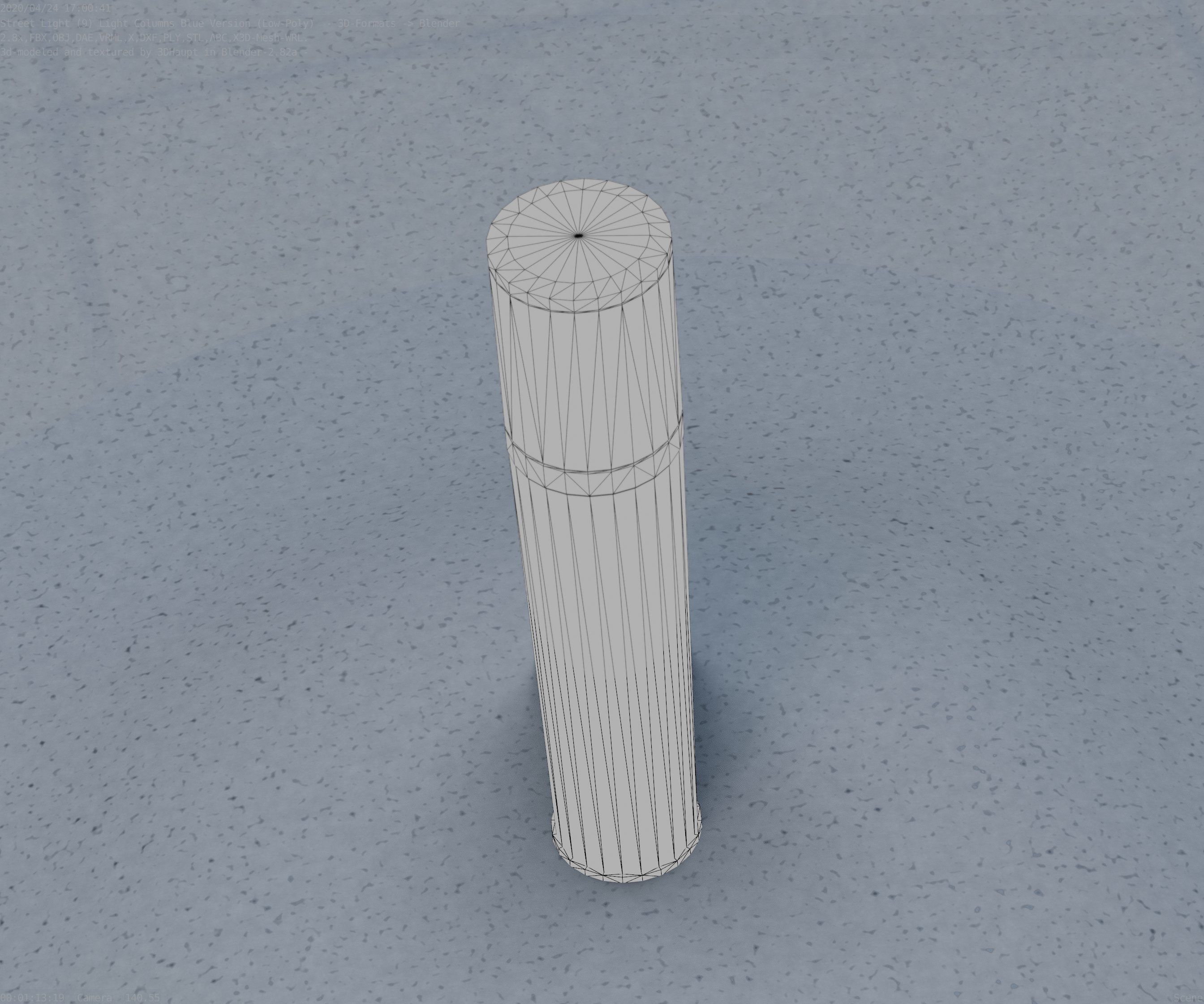 Low-Poly Blue Light Column 18 - Street Light Set-9 Low-poly 3D model_71