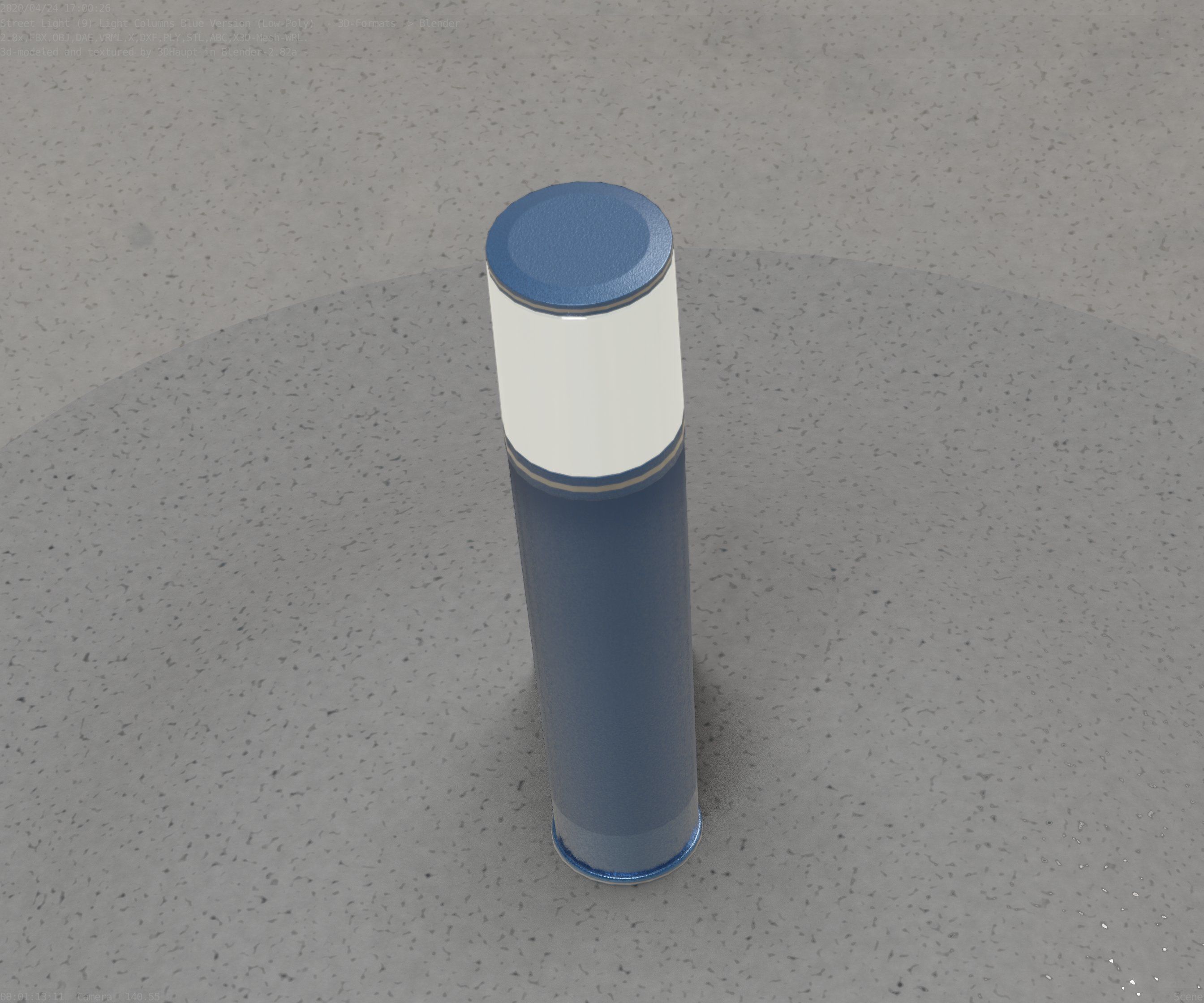 Low-Poly Blue Light Column 18 - Street Light Set-9 Low-poly 3D model_63