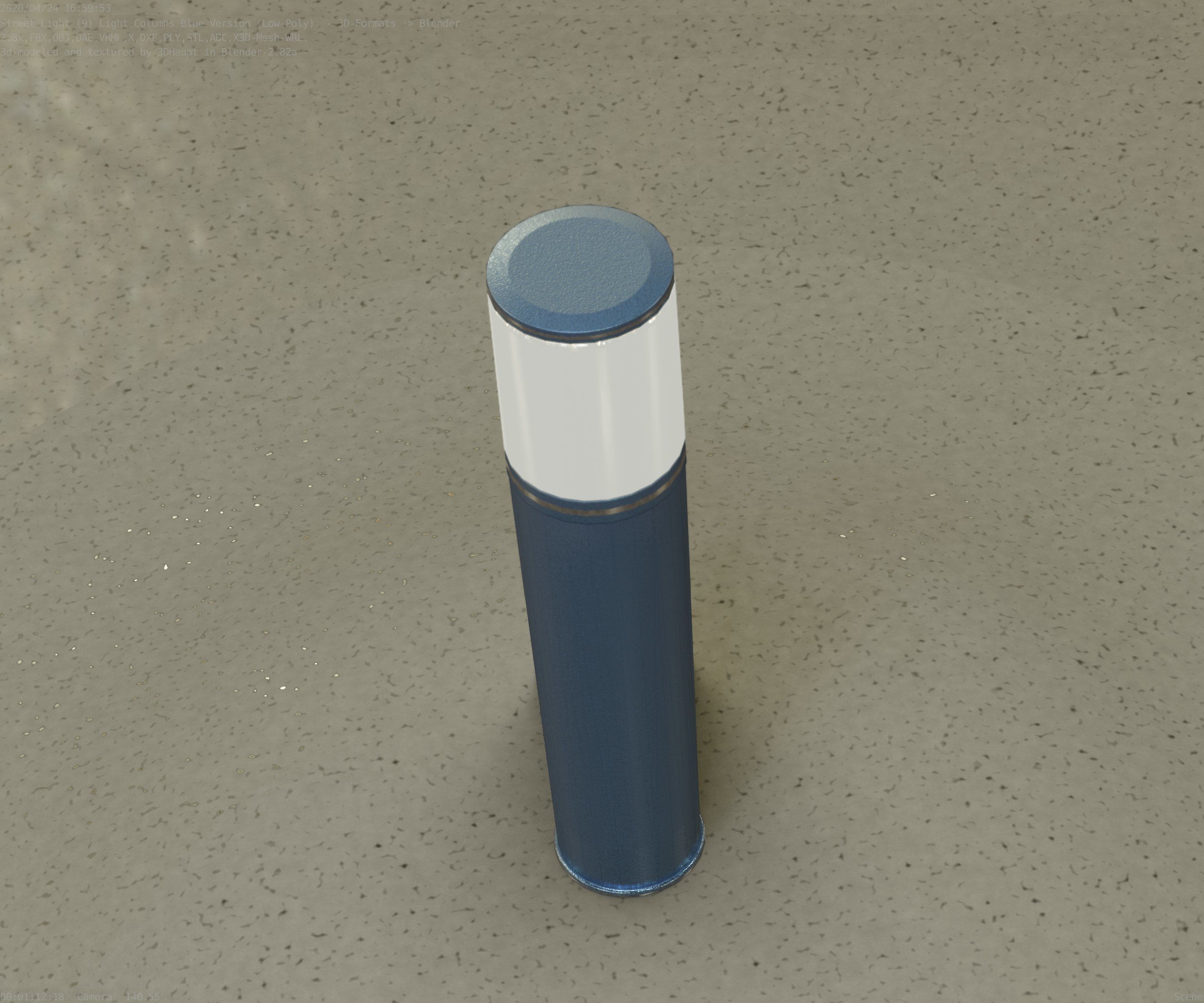 Low-Poly Blue Light Column 18 - Street Light Set-9 Low-poly 3D model_46