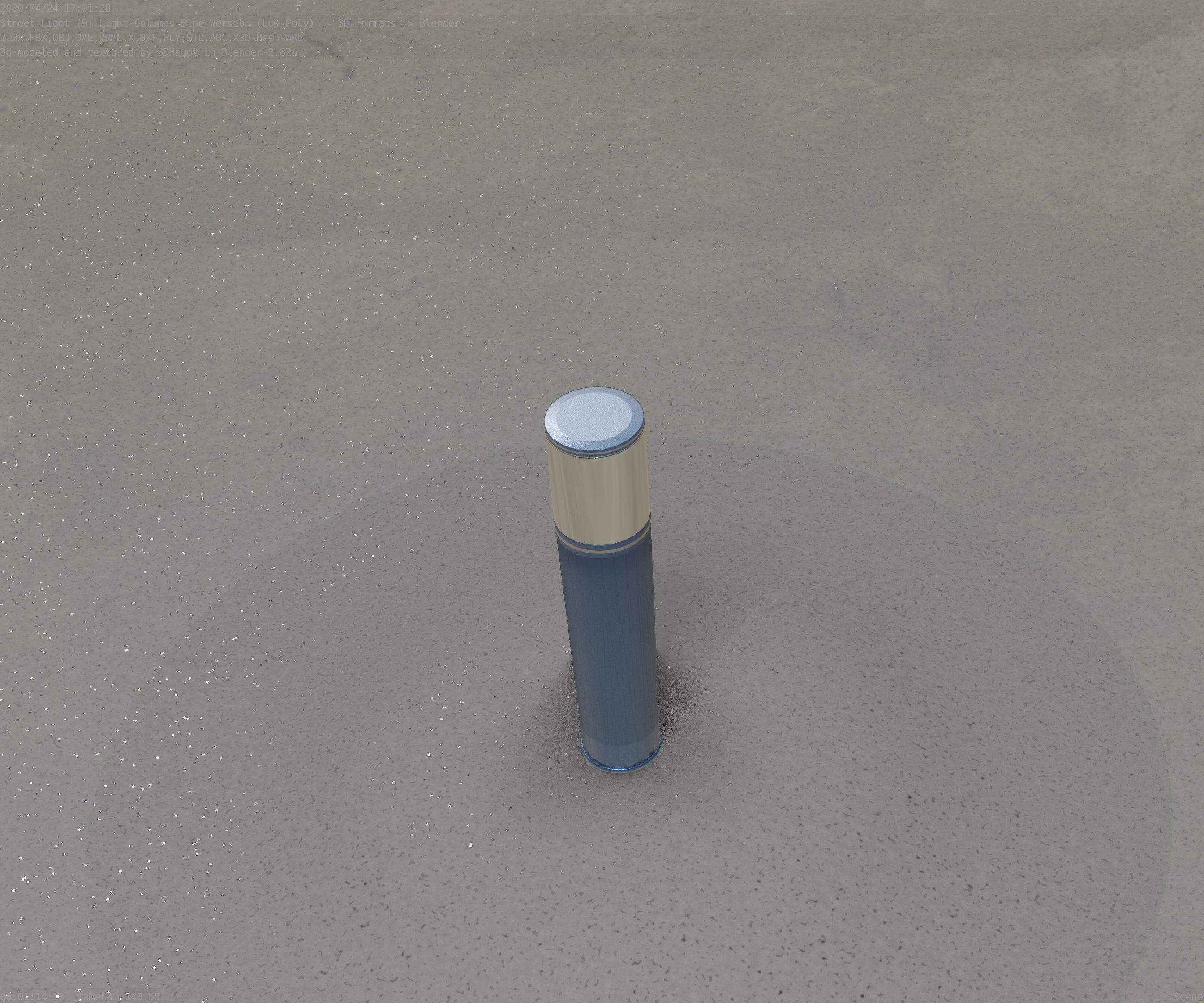 Low-Poly Blue Light Column 18 - Street Light Set-9 Low-poly 3D model_94