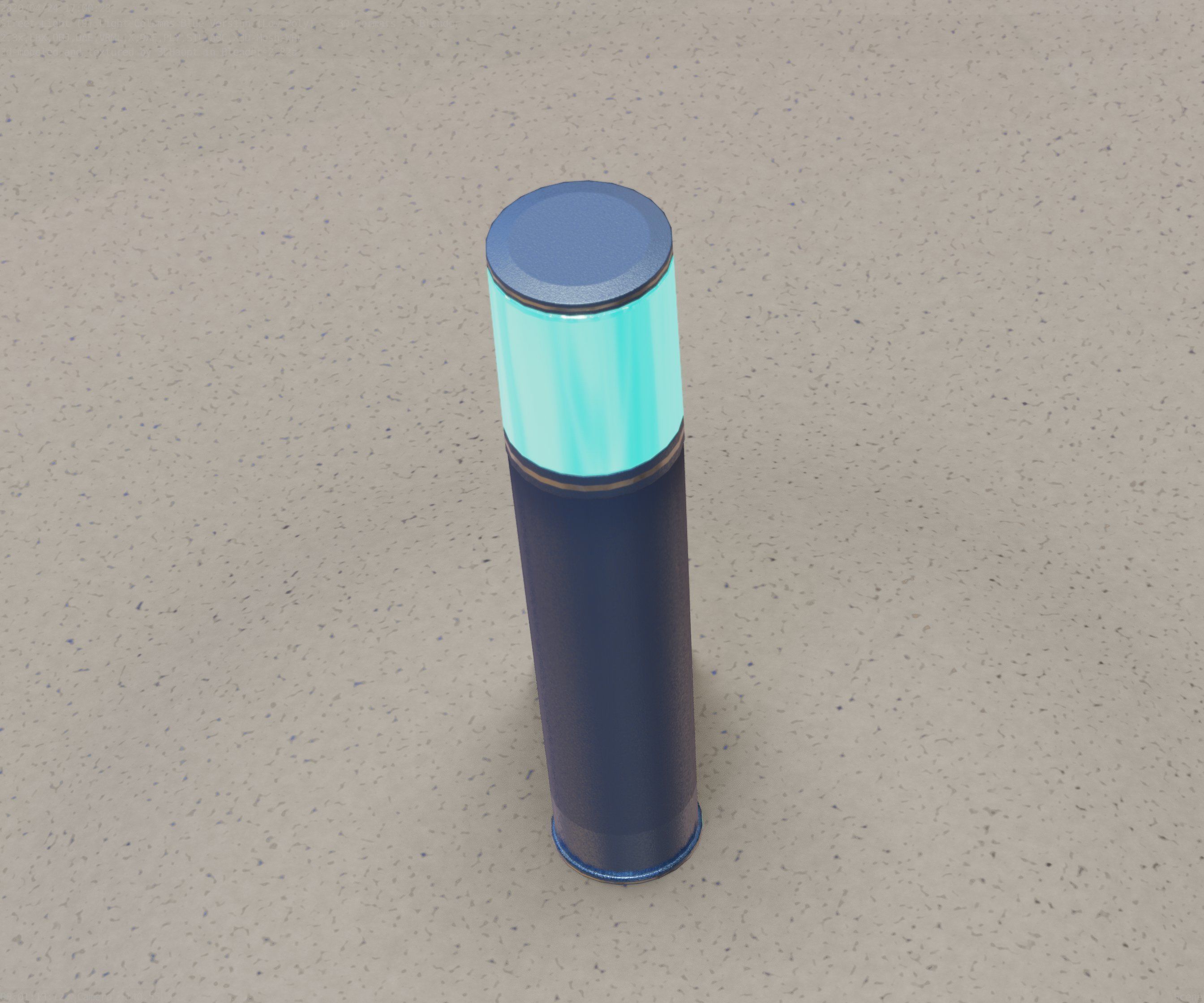 Low-Poly Blue Light Column 18 - Street Light Set-9 Low-poly 3D model_64