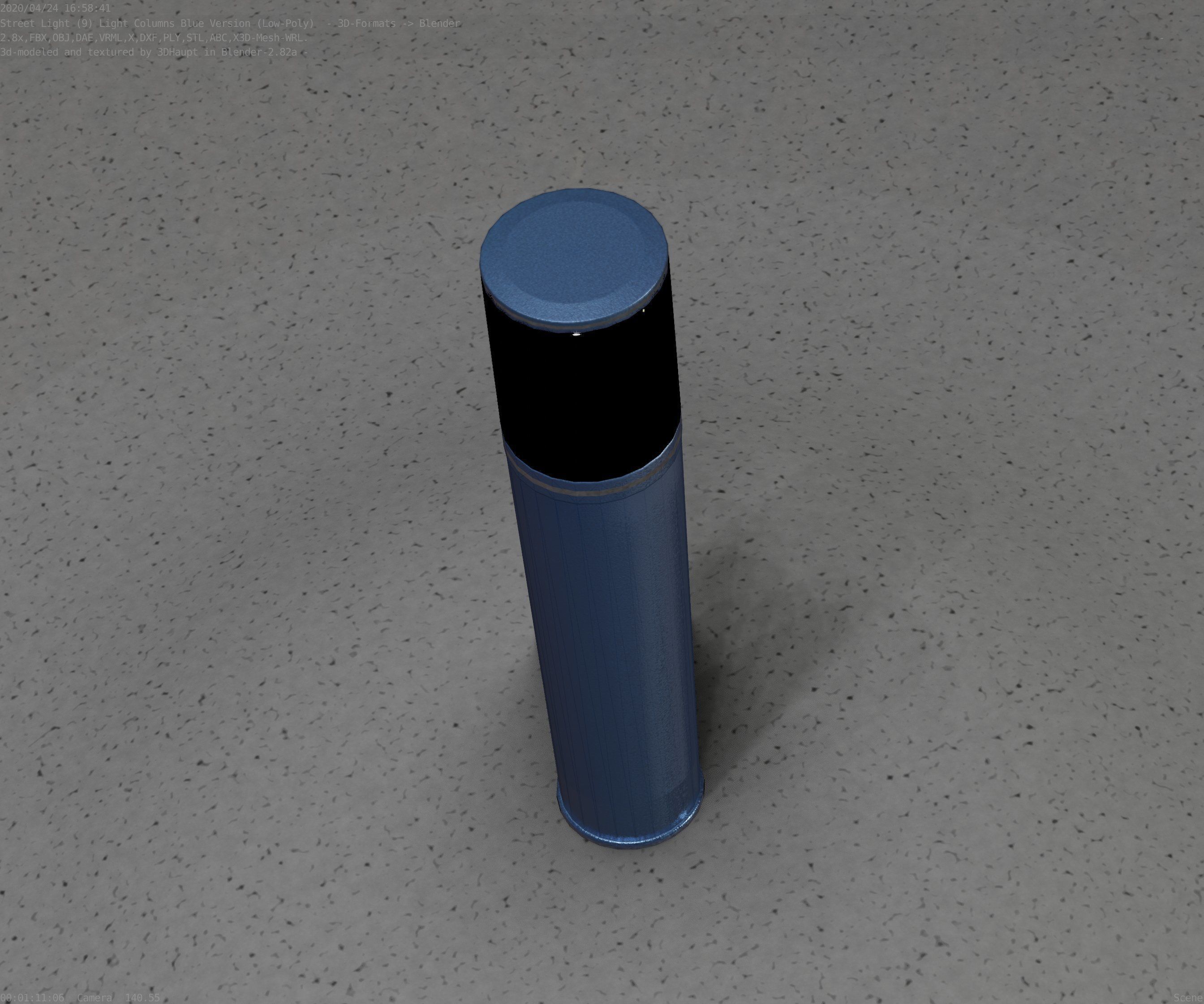 Low-Poly Blue Light Column 18 - Street Light Set-9 Low-poly 3D model_11