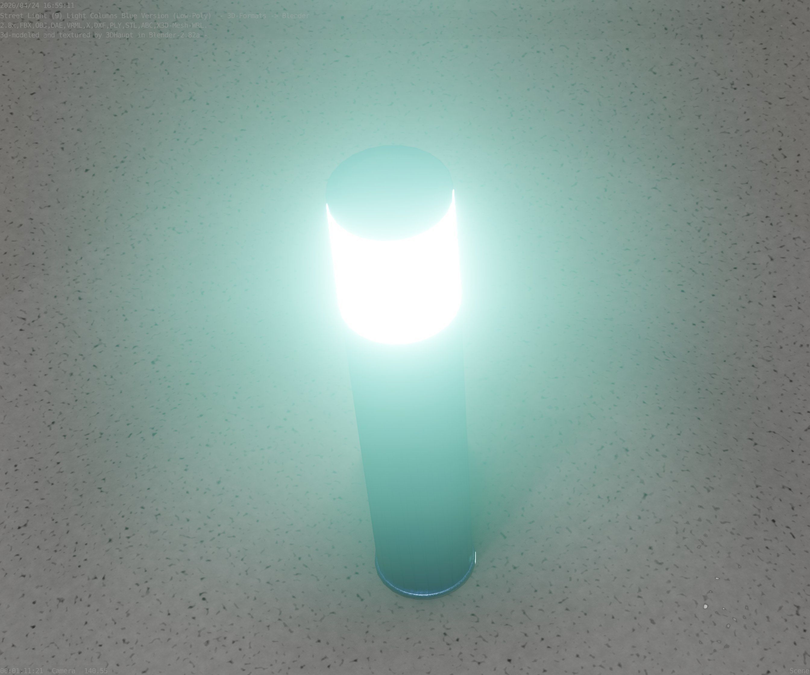 Low-Poly Blue Light Column 18 - Street Light Set-9 Low-poly 3D model_25