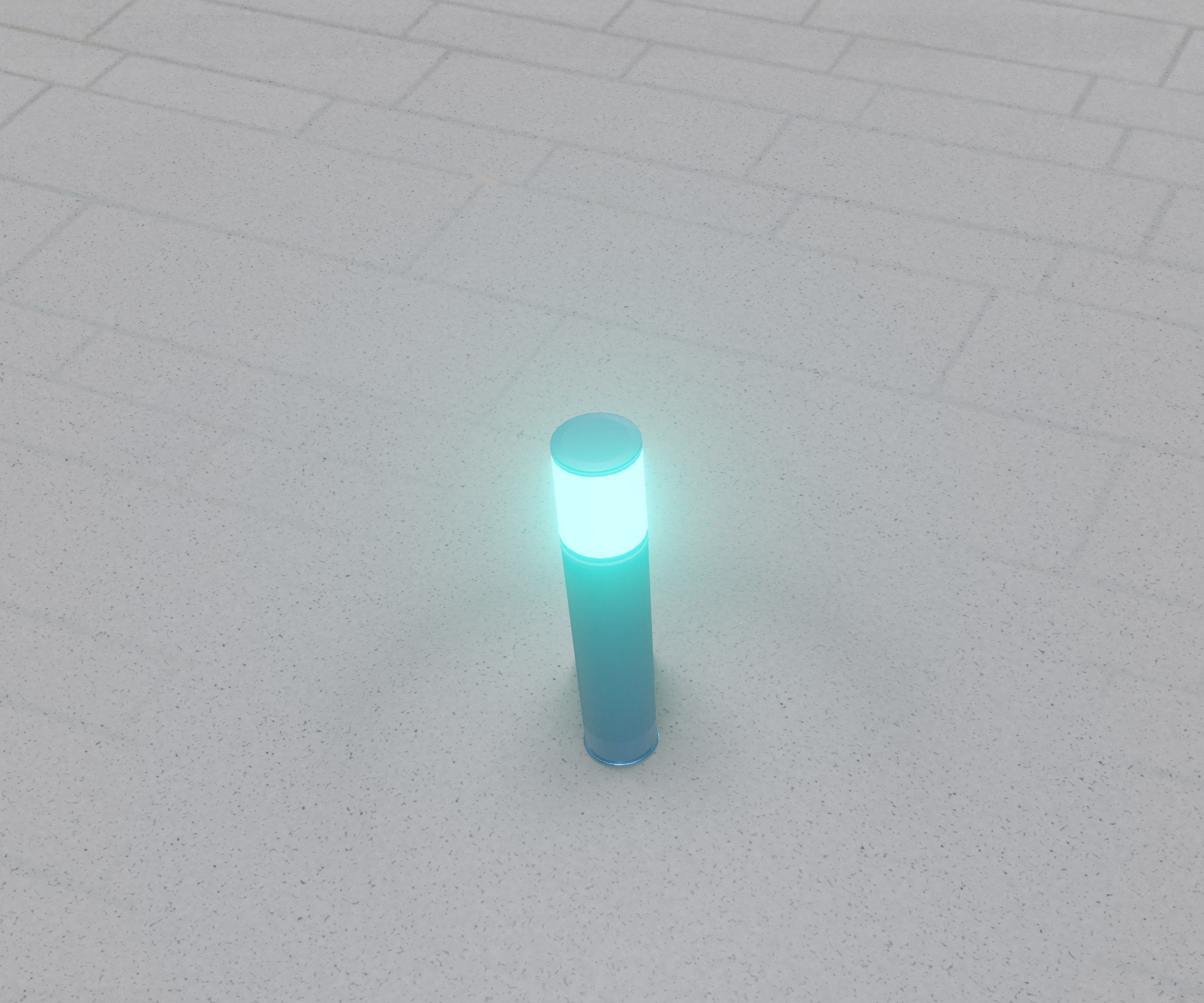 Low-Poly Blue Light Column 18 - Street Light Set-9 Low-poly 3D model_96