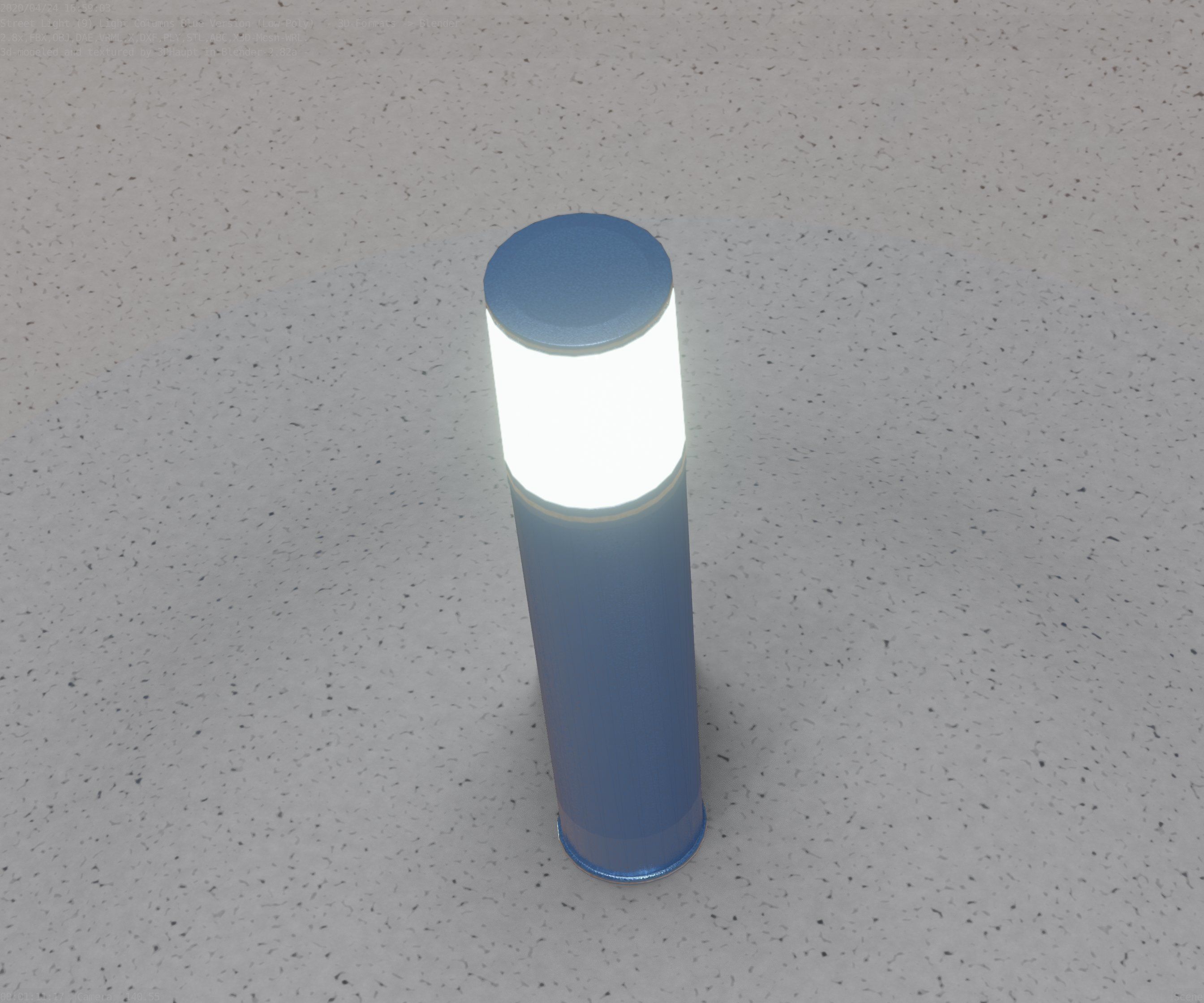 Low-Poly Blue Light Column 18 - Street Light Set-9 Low-poly 3D model_21