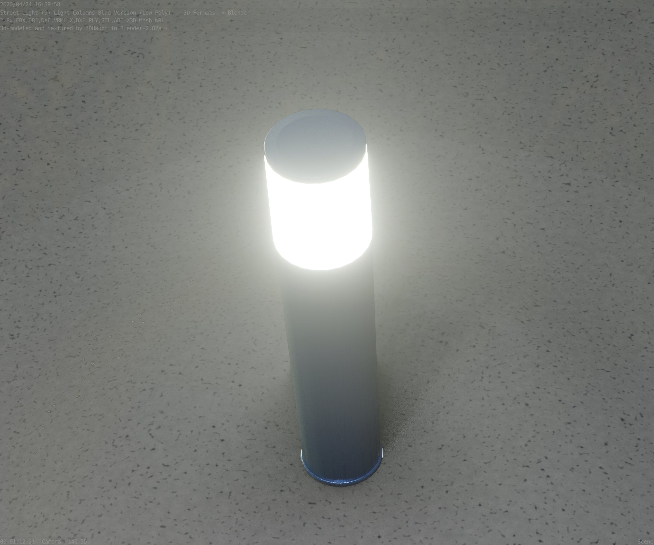 Low-Poly Blue Light Column 18 - Street Light Set-9 Low-poly 3D model_49