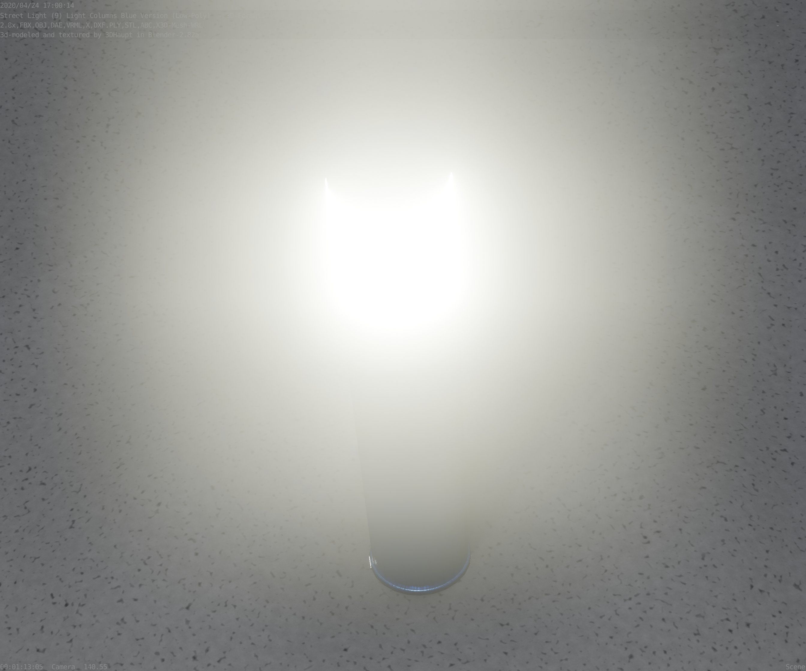 Low-Poly Blue Light Column 18 - Street Light Set-9 Low-poly 3D model_57