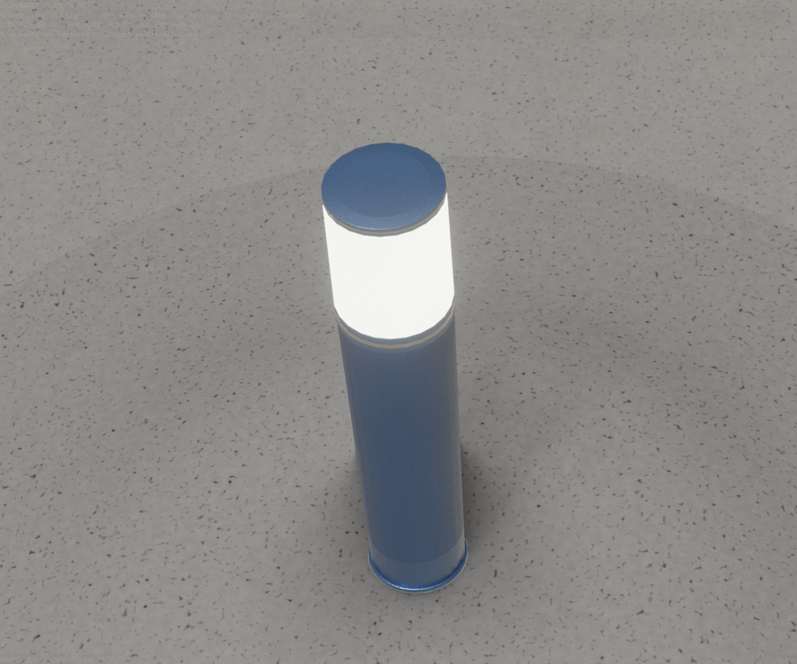 Low-Poly Blue Light Column 18 - Street Light Set-9 Low-poly 3D model_32