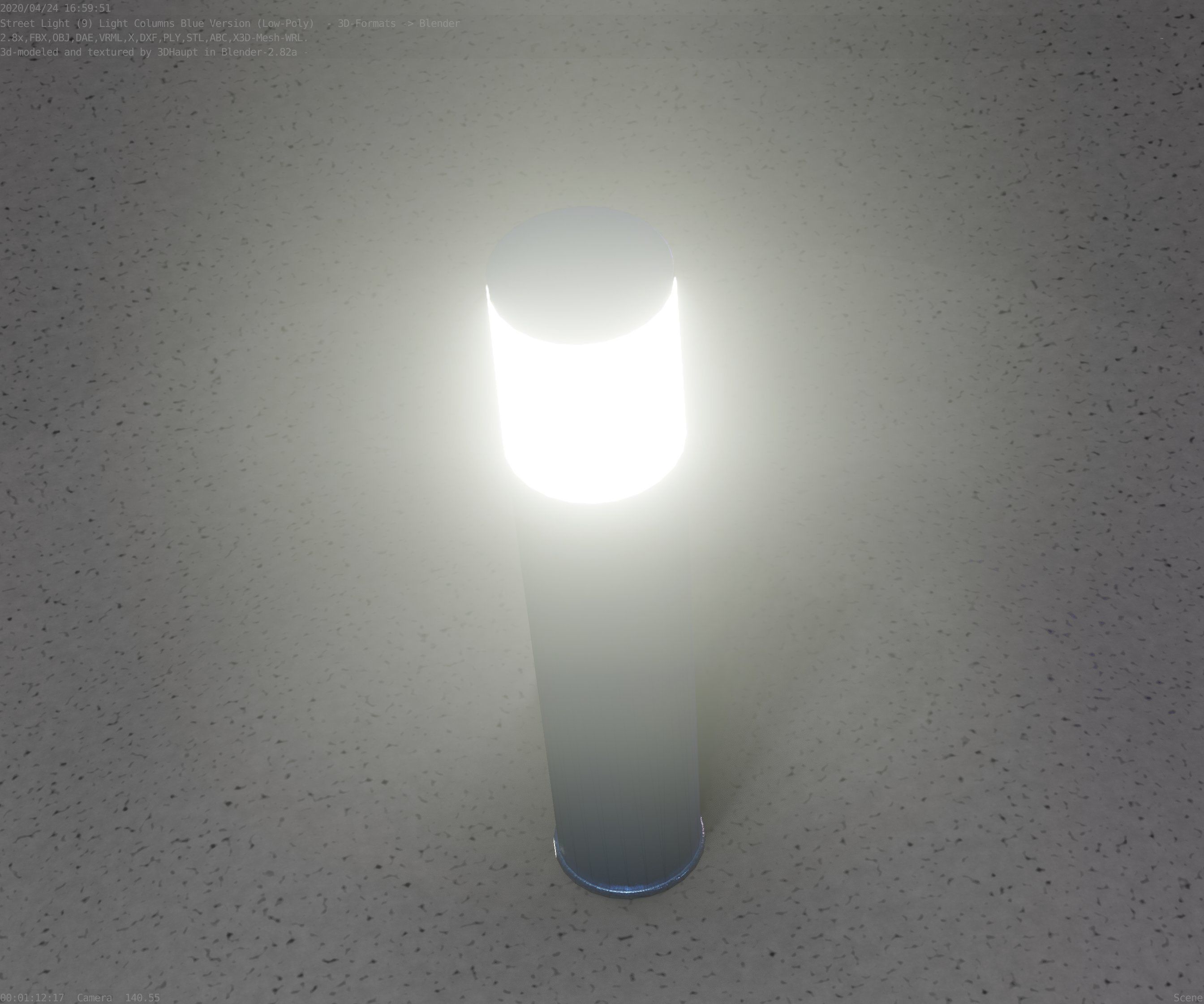Low-Poly Blue Light Column 18 - Street Light Set-9 Low-poly 3D model_45