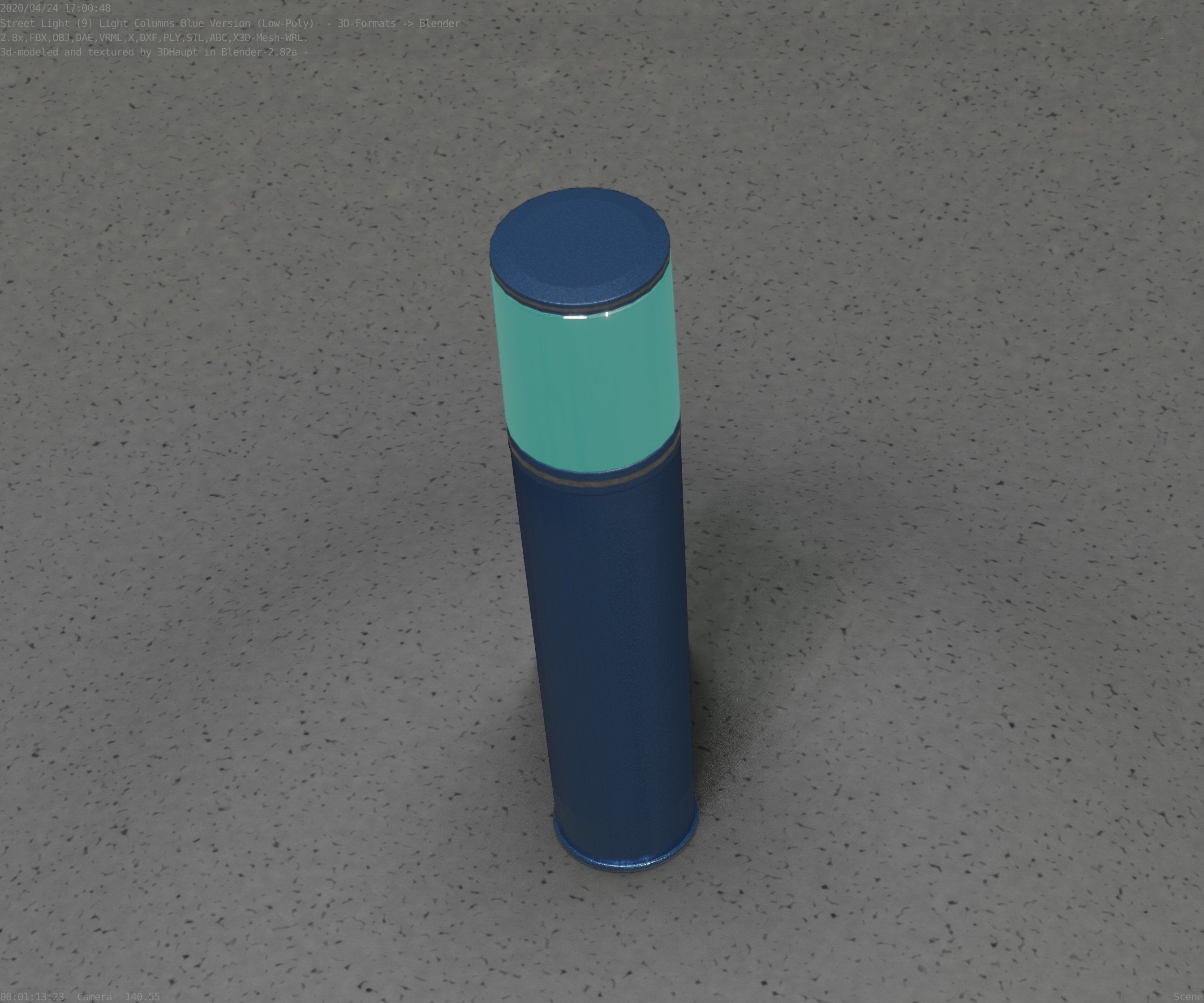 Low-Poly Blue Light Column 18 - Street Light Set-9 Low-poly 3D model_75