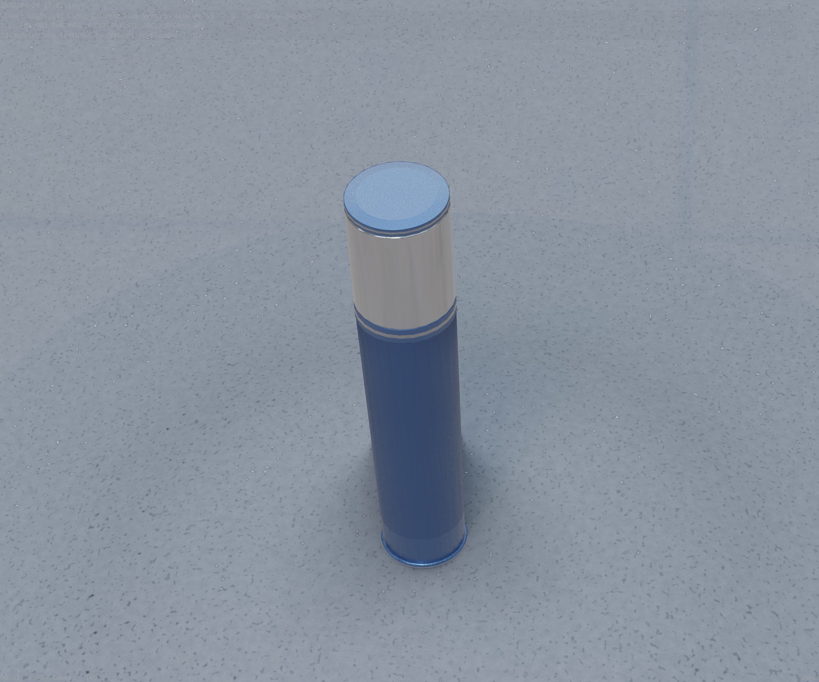 Low-Poly Blue Light Column 18 - Street Light Set-9 Low-poly 3D model_82