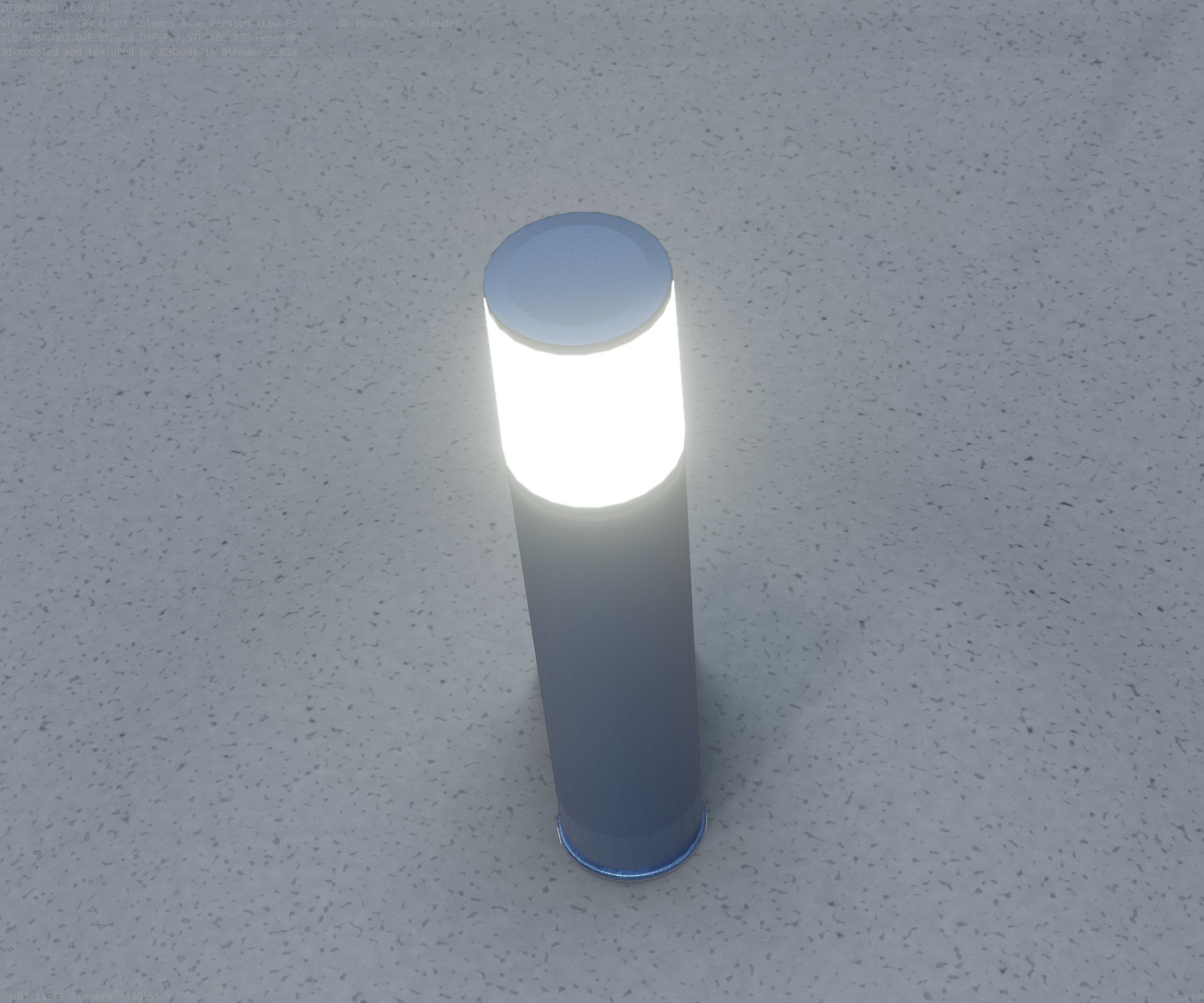 Low-Poly Blue Light Column 18 - Street Light Set-9 Low-poly 3D model_20