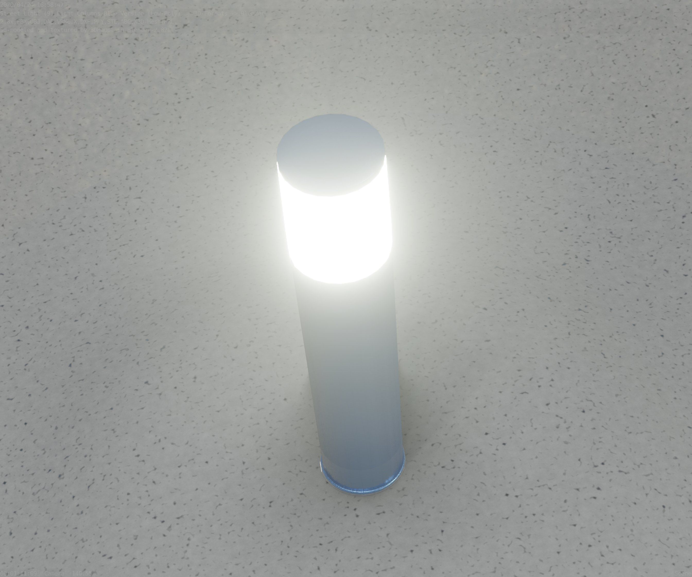 Low-Poly Blue Light Column 18 - Street Light Set-9 Low-poly 3D model_14