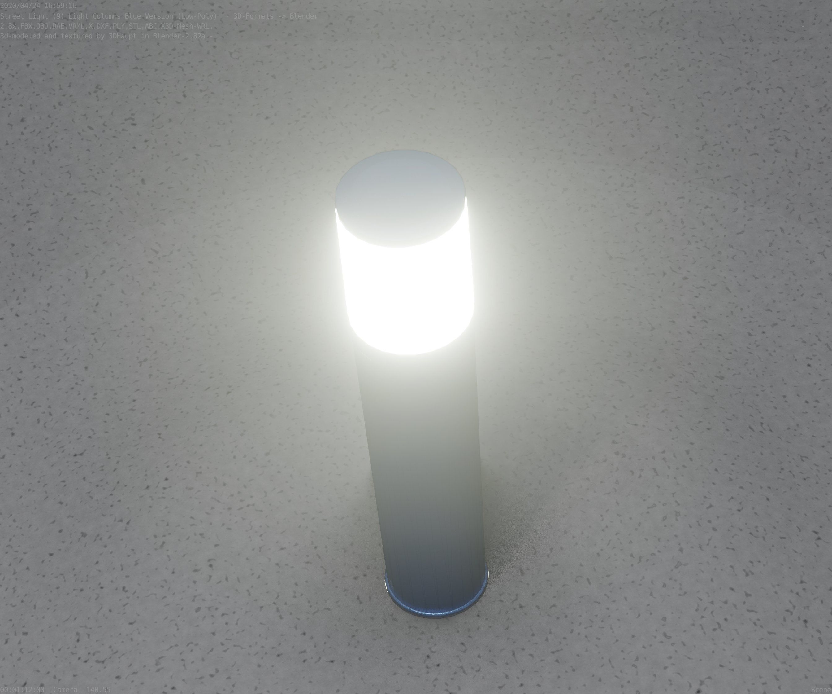 Low-Poly Blue Light Column 18 - Street Light Set-9 Low-poly 3D model_28
