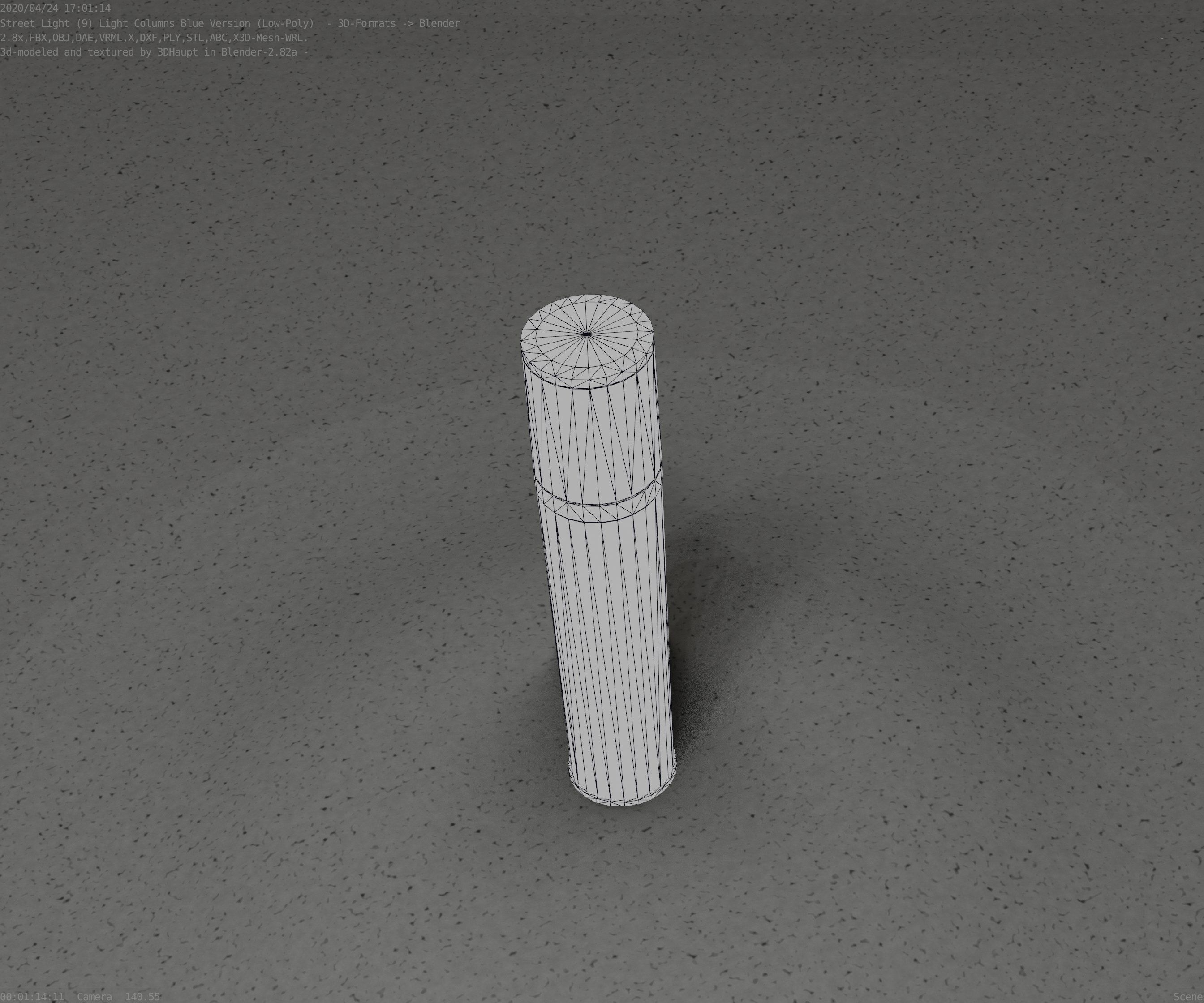 Low-Poly Blue Light Column 18 - Street Light Set-9 Low-poly 3D model_87