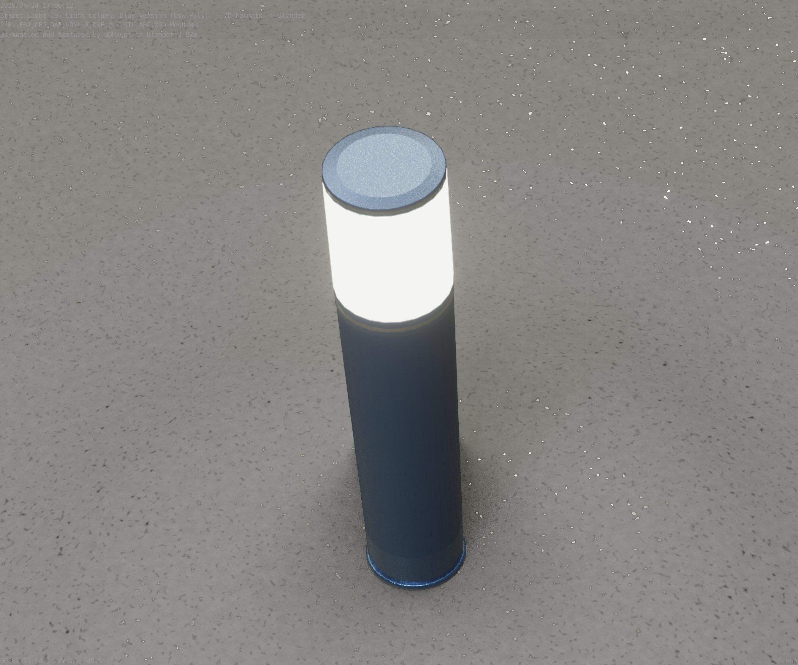 Low-Poly Blue Light Column 18 - Street Light Set-9 Low-poly 3D model_56