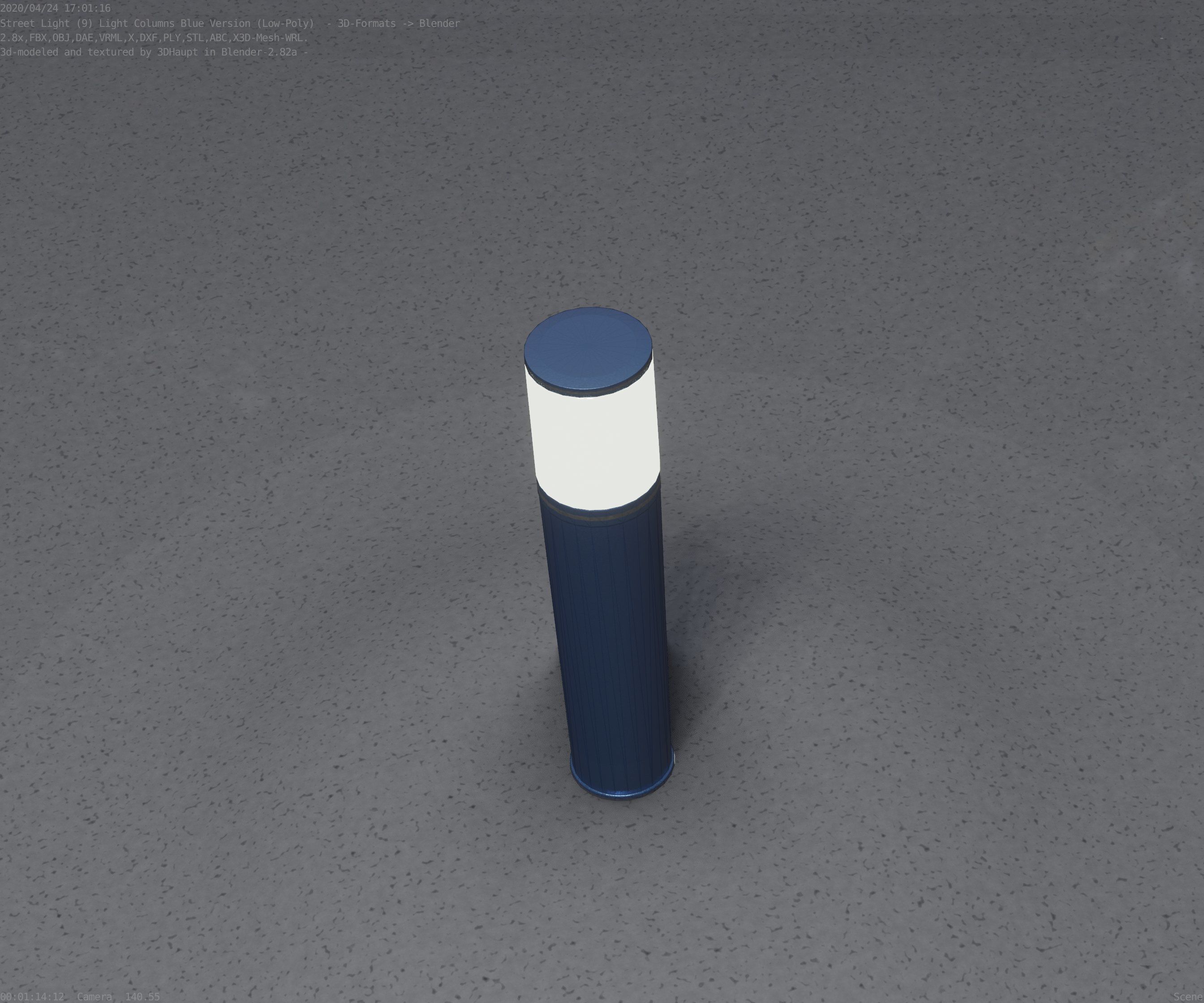 Low-Poly Blue Light Column 18 - Street Light Set-9 Low-poly 3D model_88