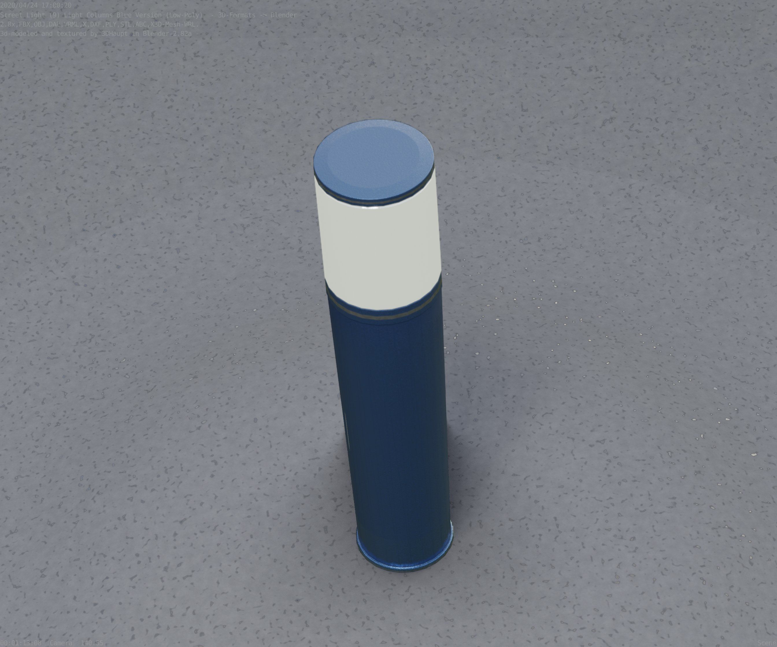 Low-Poly Blue Light Column 18 - Street Light Set-9 Low-poly 3D model_60