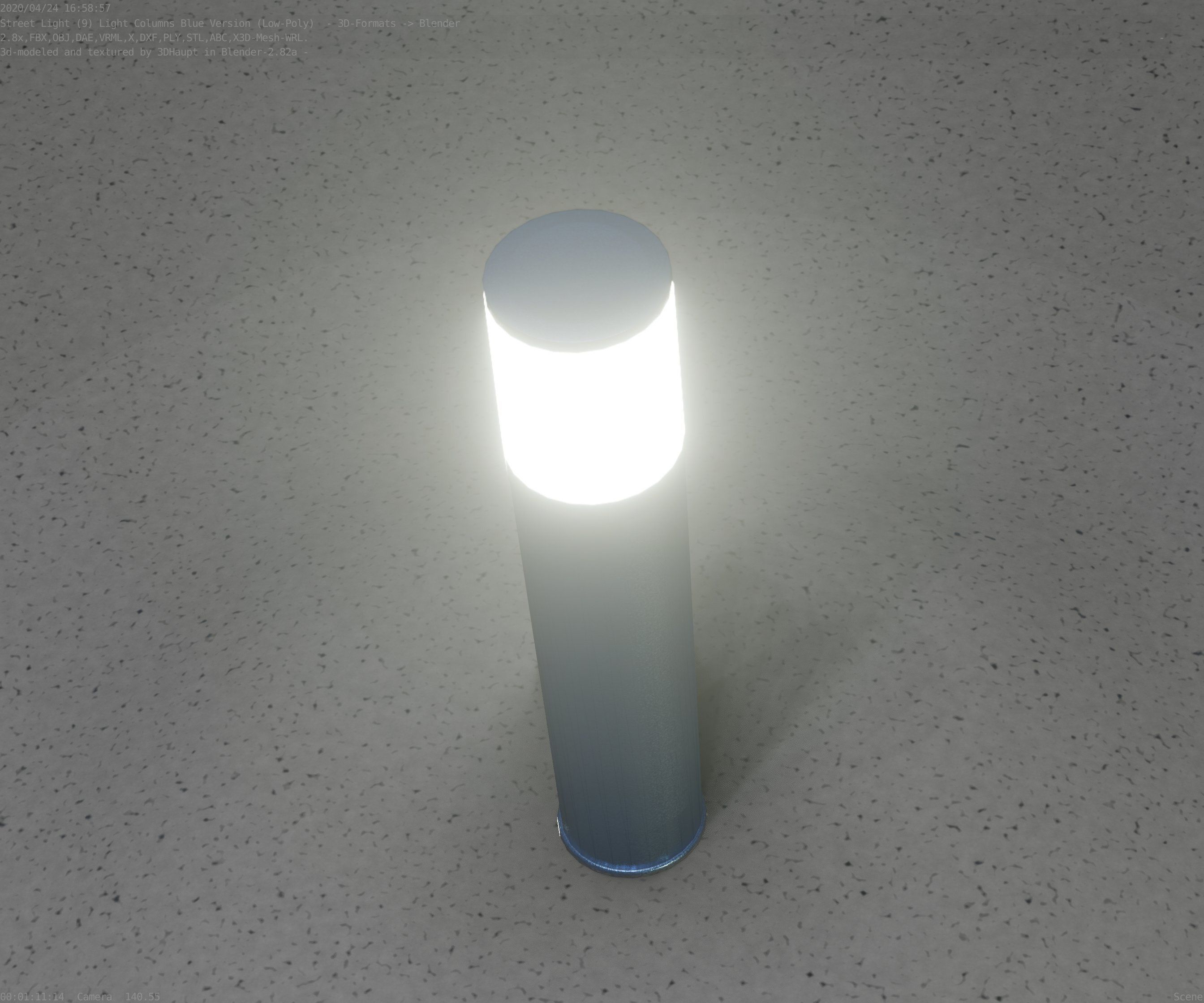 Low-Poly Blue Light Column 18 - Street Light Set-9 Low-poly 3D model_18