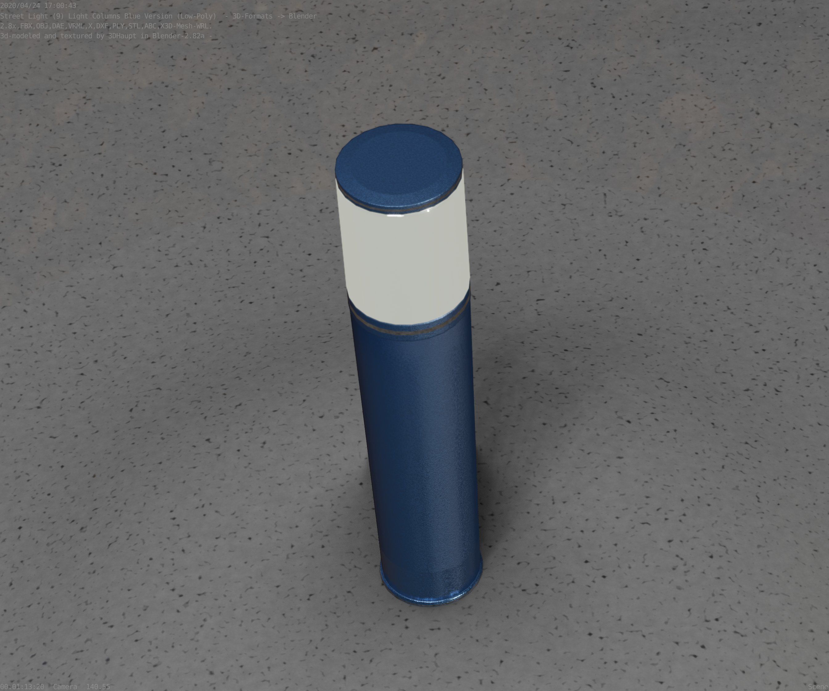 Low-Poly Blue Light Column 18 - Street Light Set-9 Low-poly 3D model_72