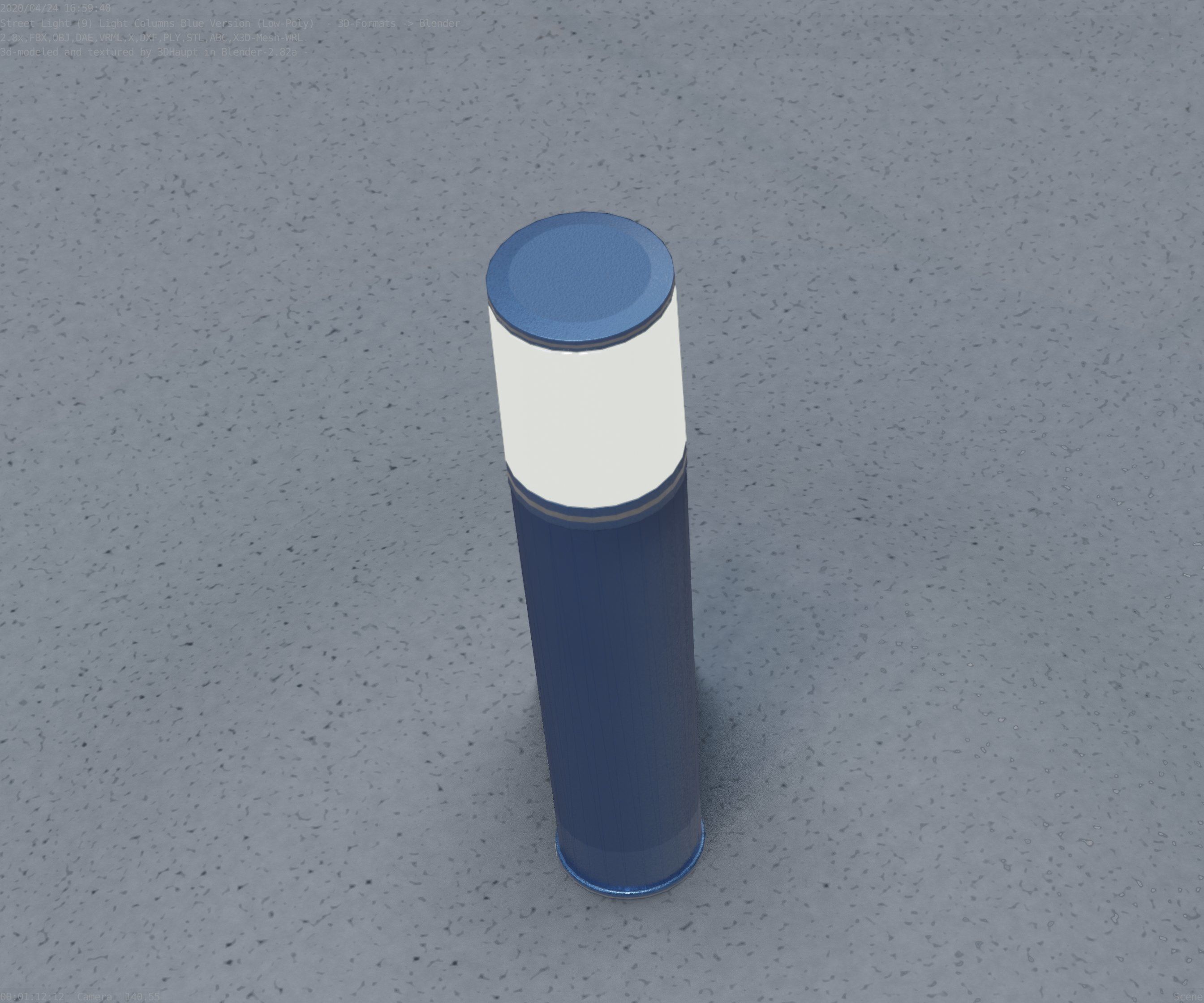 Low-Poly Blue Light Column 18 - Street Light Set-9 Low-poly 3D model_40