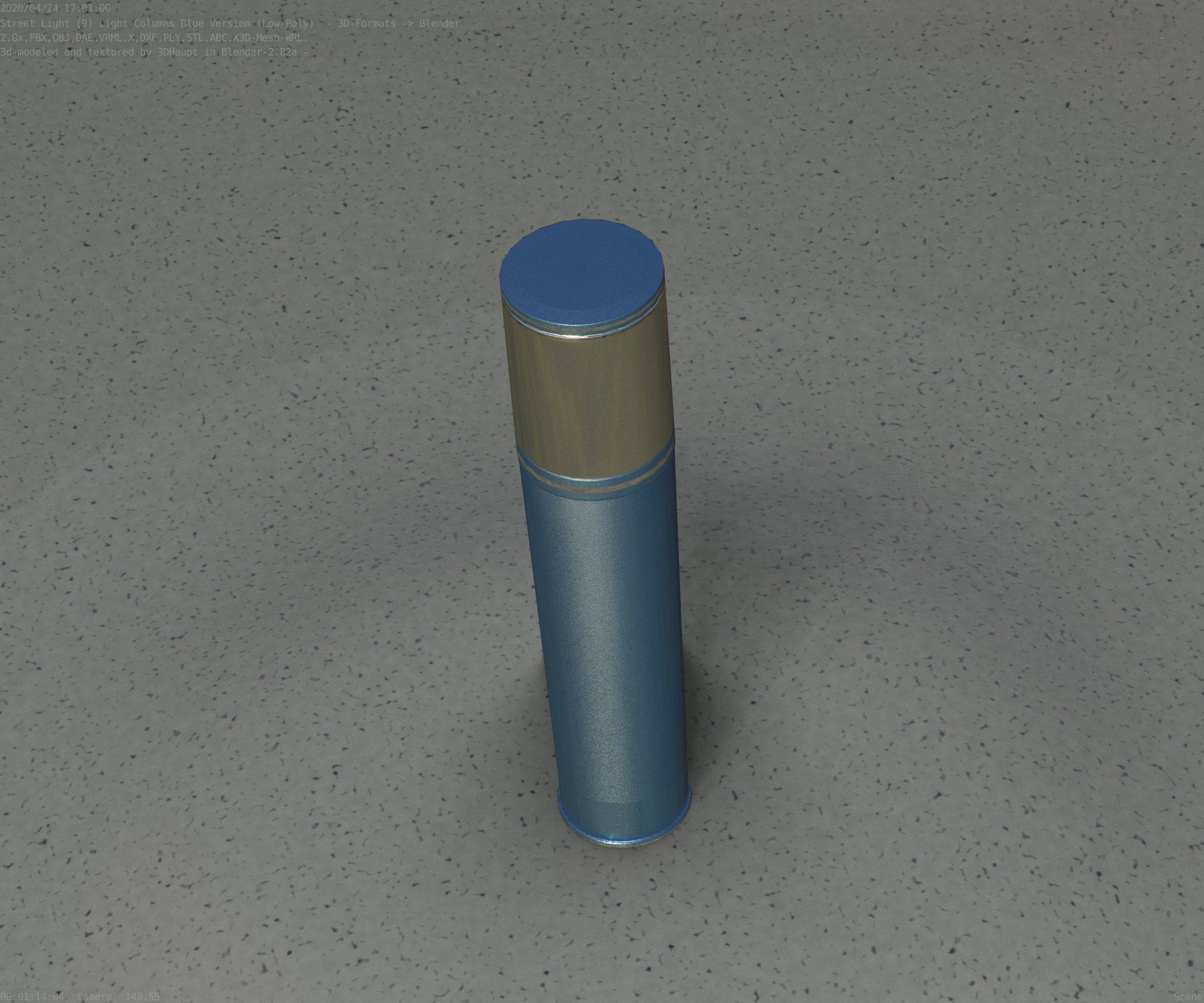 Low-Poly Blue Light Column 18 - Street Light Set-9 Low-poly 3D model_80