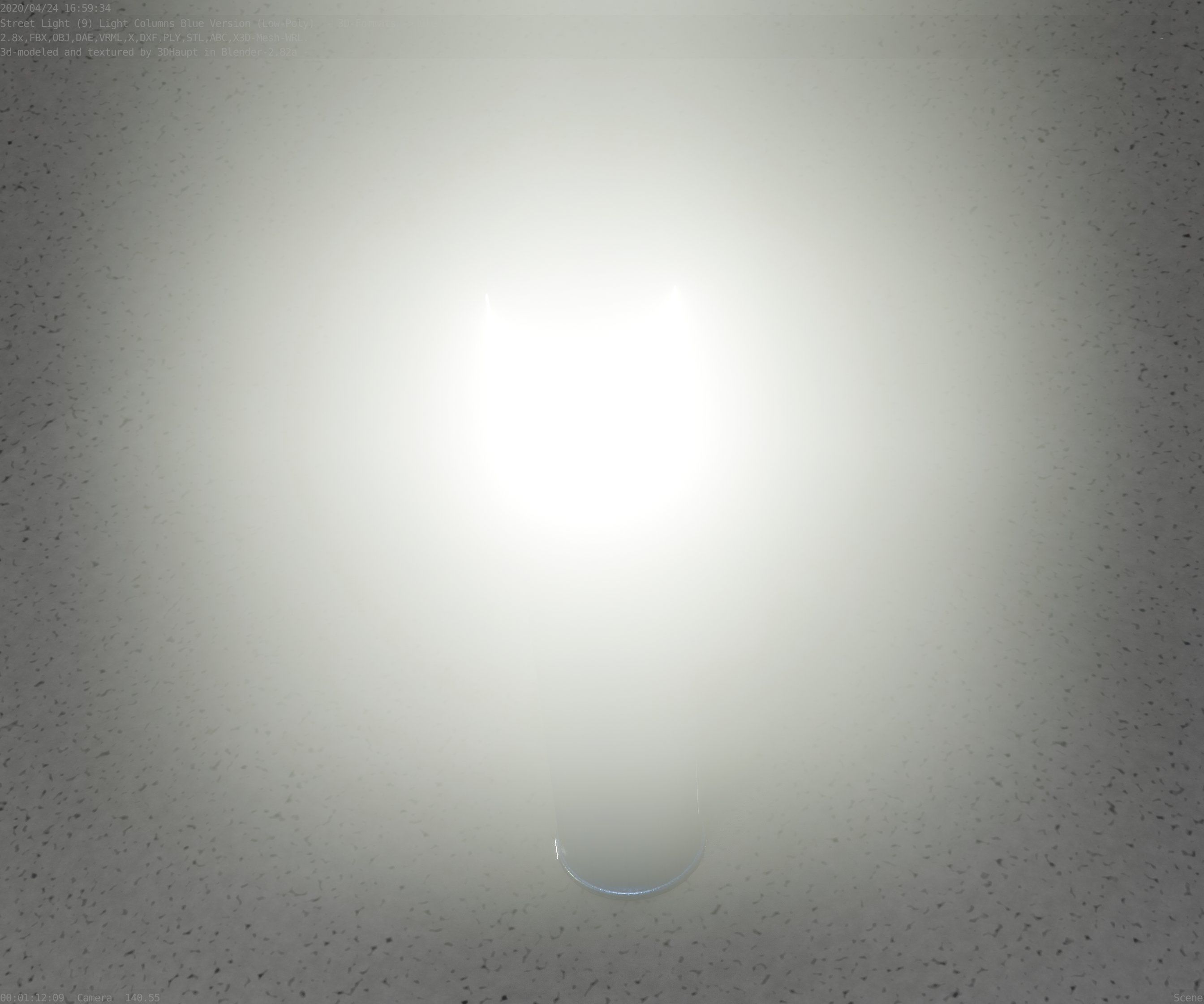 Low-Poly Blue Light Column 18 - Street Light Set-9 Low-poly 3D model_37