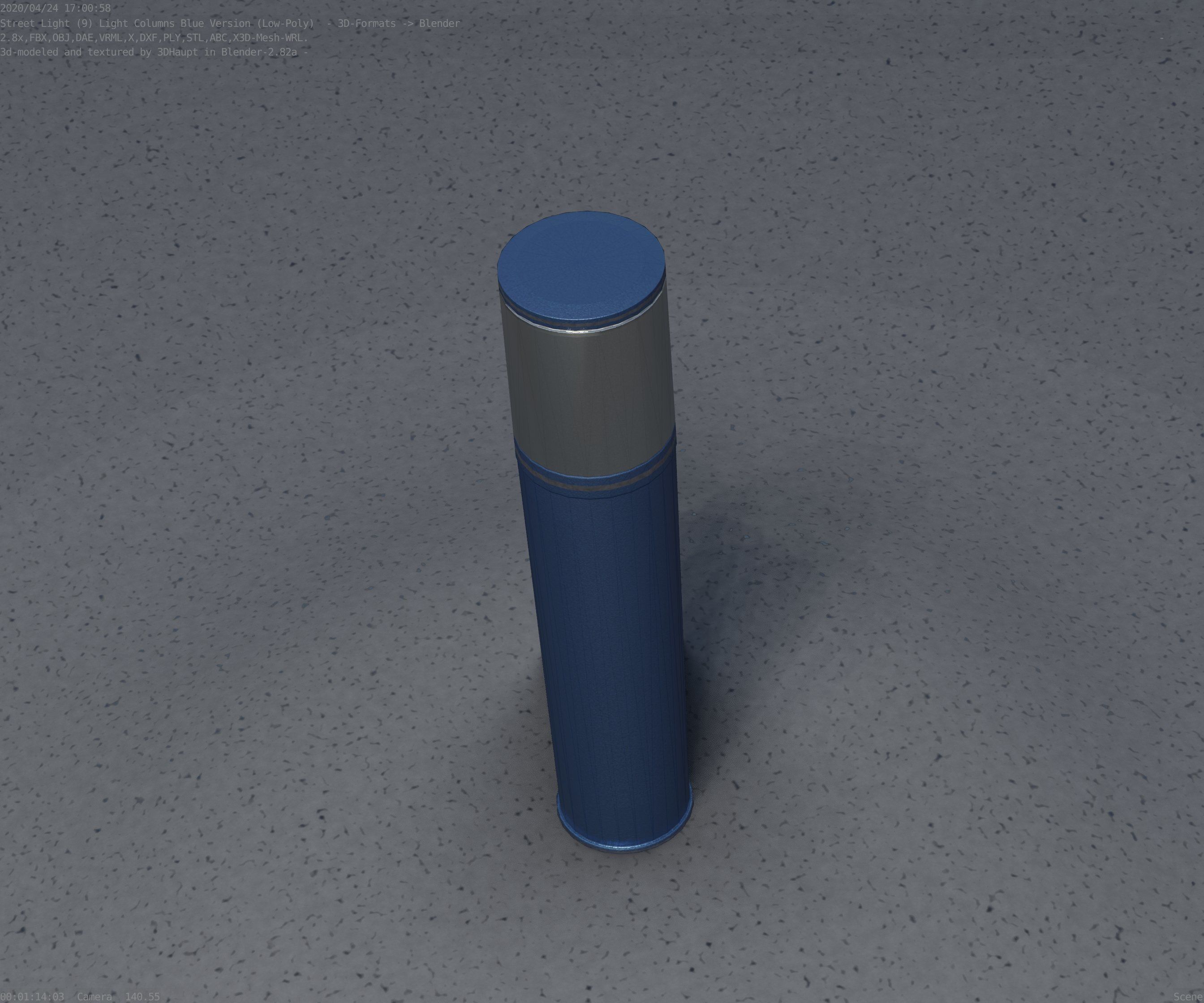 Low-Poly Blue Light Column 18 - Street Light Set-9 Low-poly 3D model_79