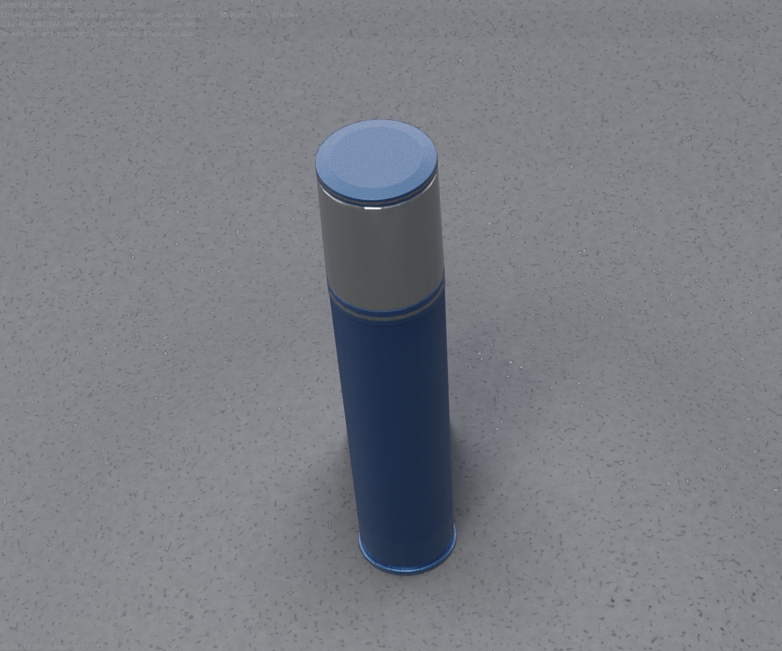 Low-Poly Blue Light Column 18 - Street Light Set-9 Low-poly 3D model_61