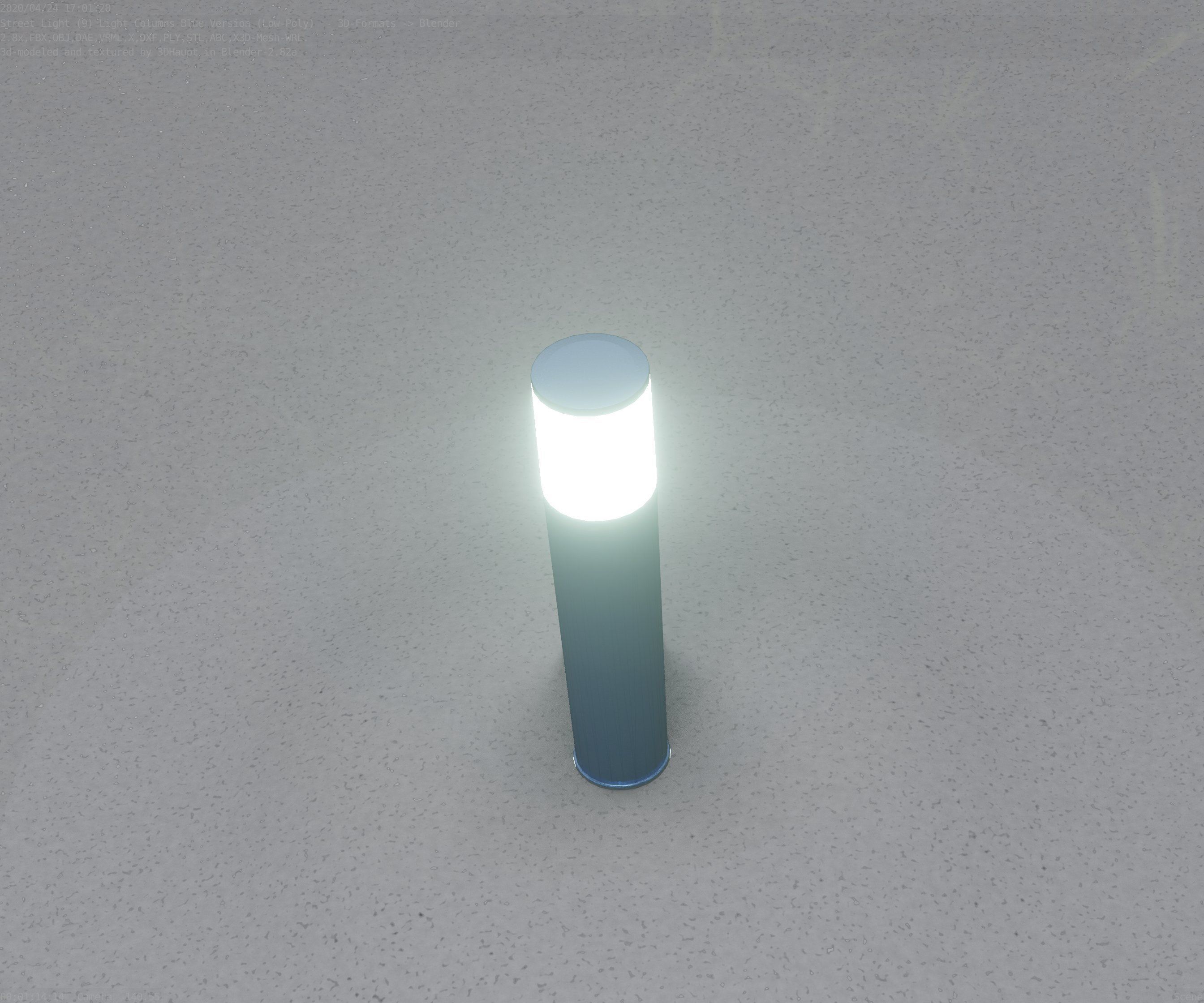 Low-Poly Blue Light Column 18 - Street Light Set-9 Low-poly 3D model_90