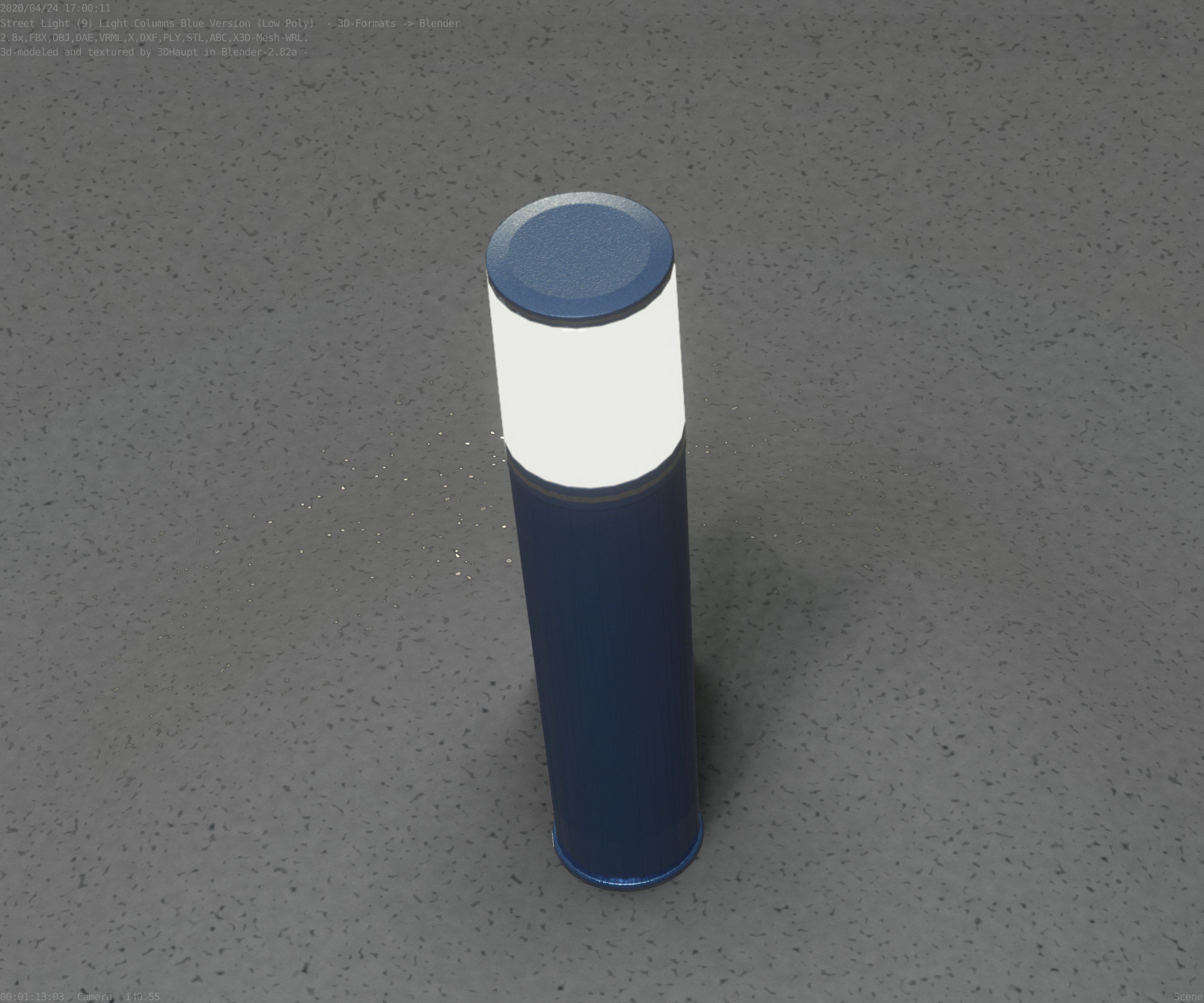 Low-Poly Blue Light Column 18 - Street Light Set-9 Low-poly 3D model_55