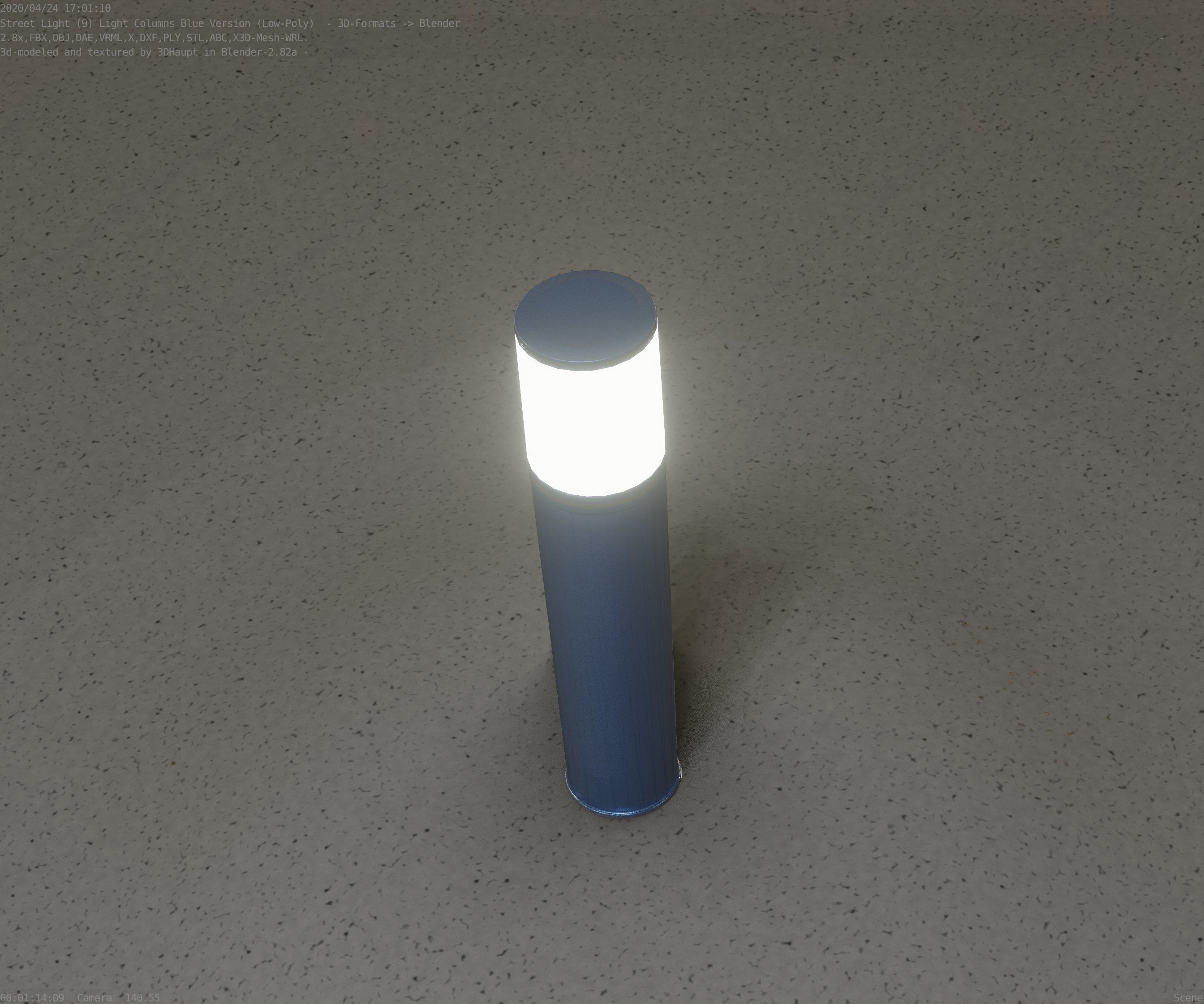 Low-Poly Blue Light Column 18 - Street Light Set-9 Low-poly 3D model_85