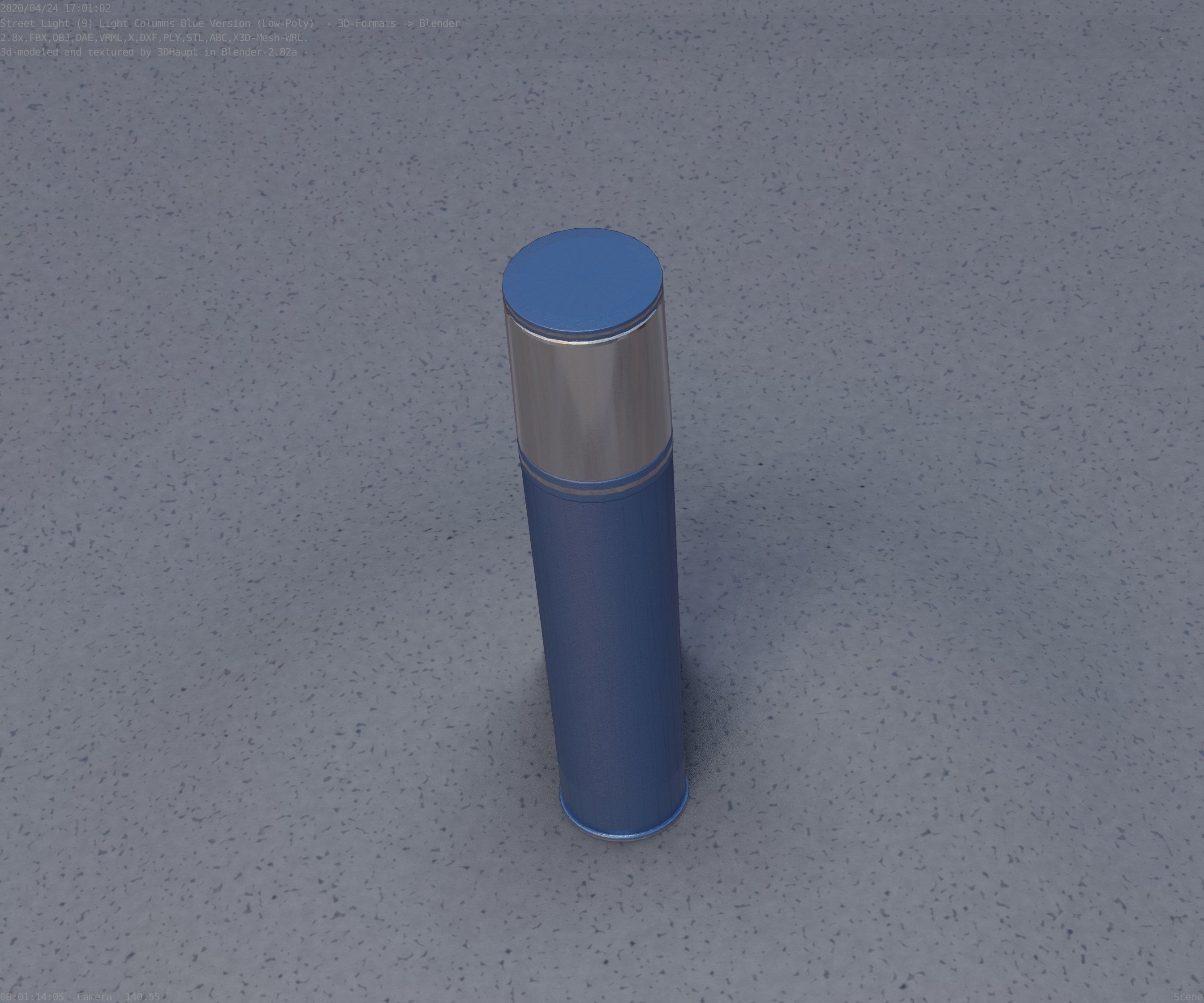 Low-Poly Blue Light Column 18 - Street Light Set-9 Low-poly 3D model_81