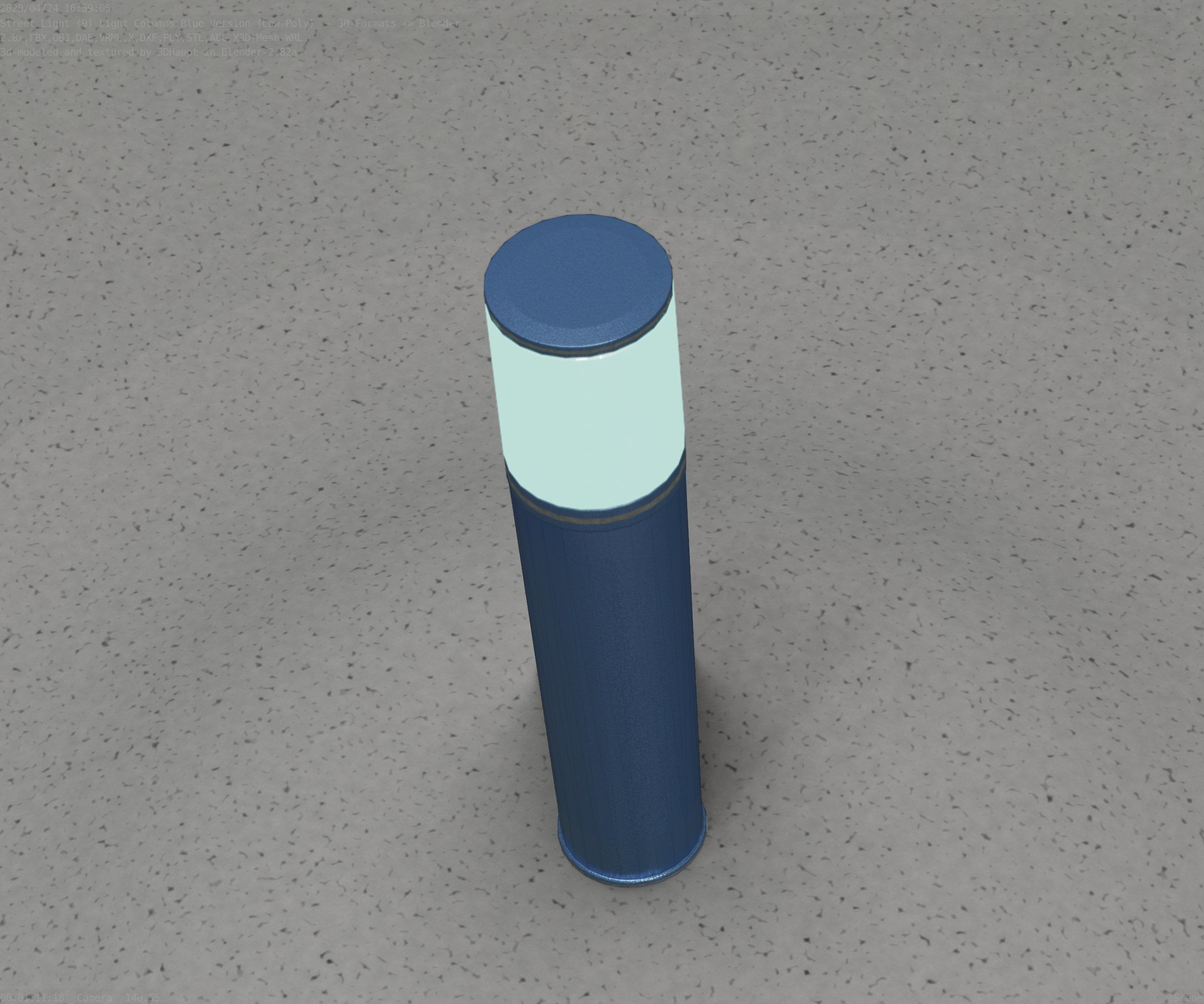 Low-Poly Blue Light Column 18 - Street Light Set-9 Low-poly 3D model_22