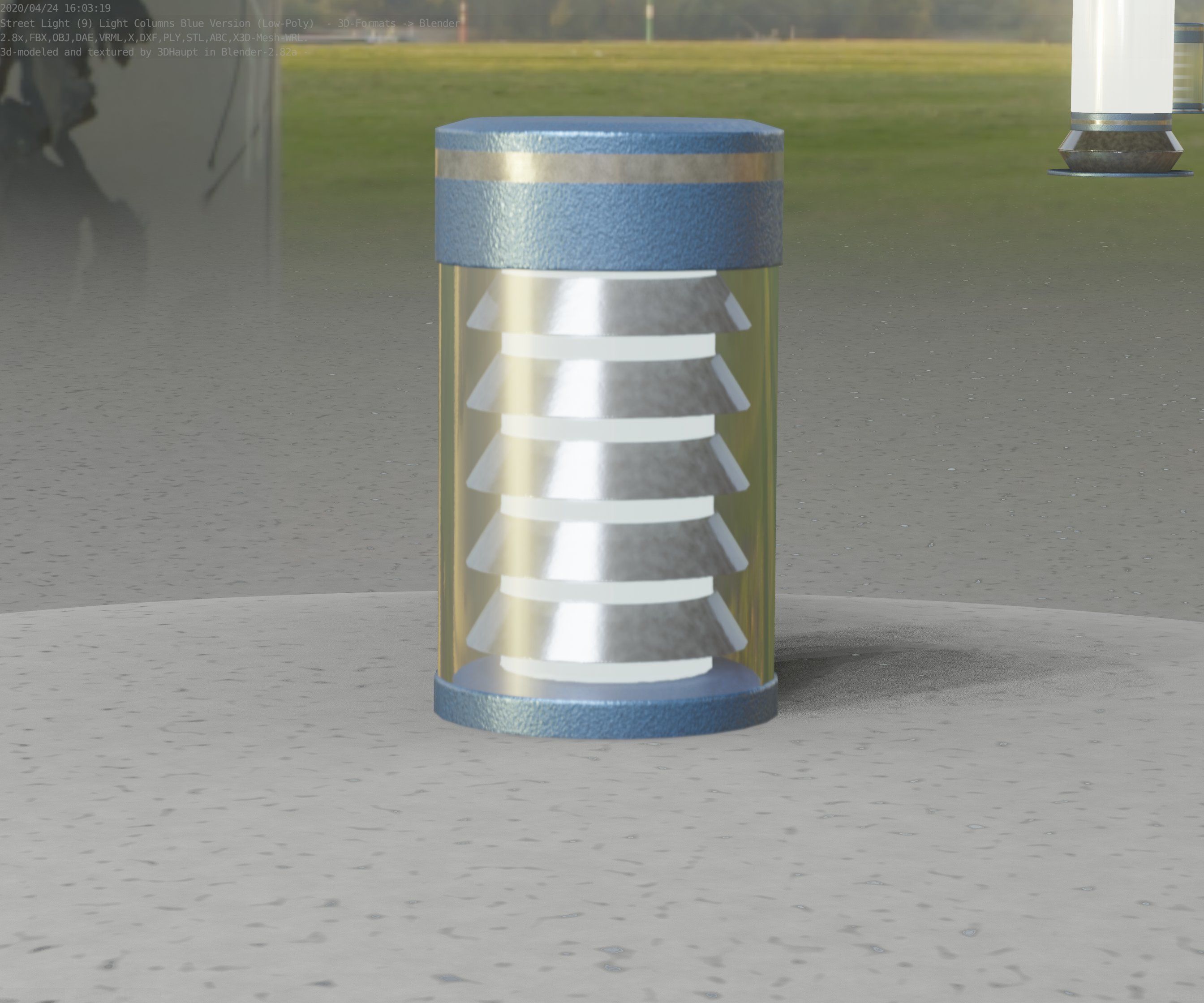 Low-Poly Blue Light Column 1 - Street Light Set-9 Low-poly 3D model_17