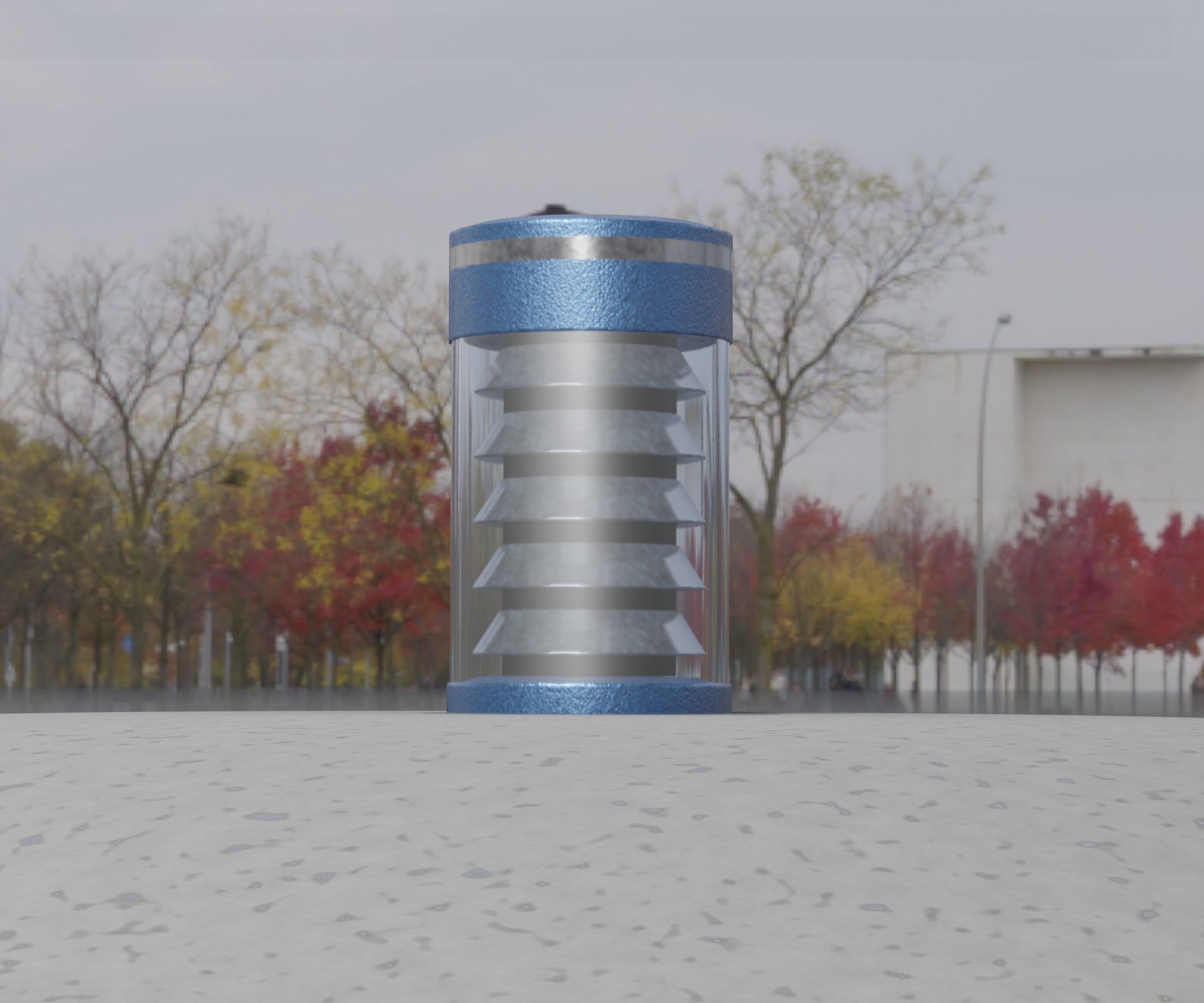 Low-Poly Blue Light Column 1 - Street Light Set-9 Low-poly 3D model_41