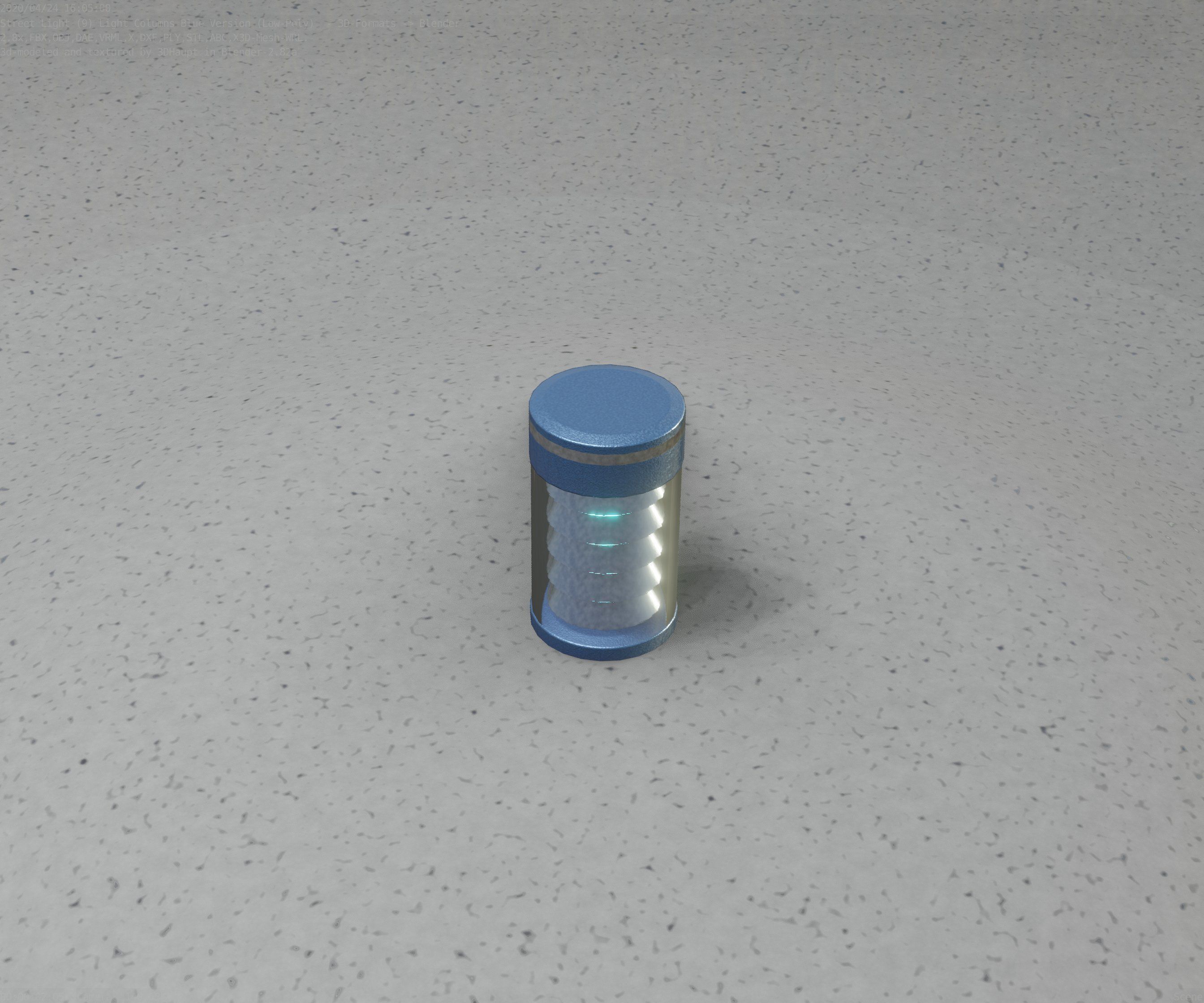 Low-Poly Blue Light Column 1 - Street Light Set-9 Low-poly 3D model_68