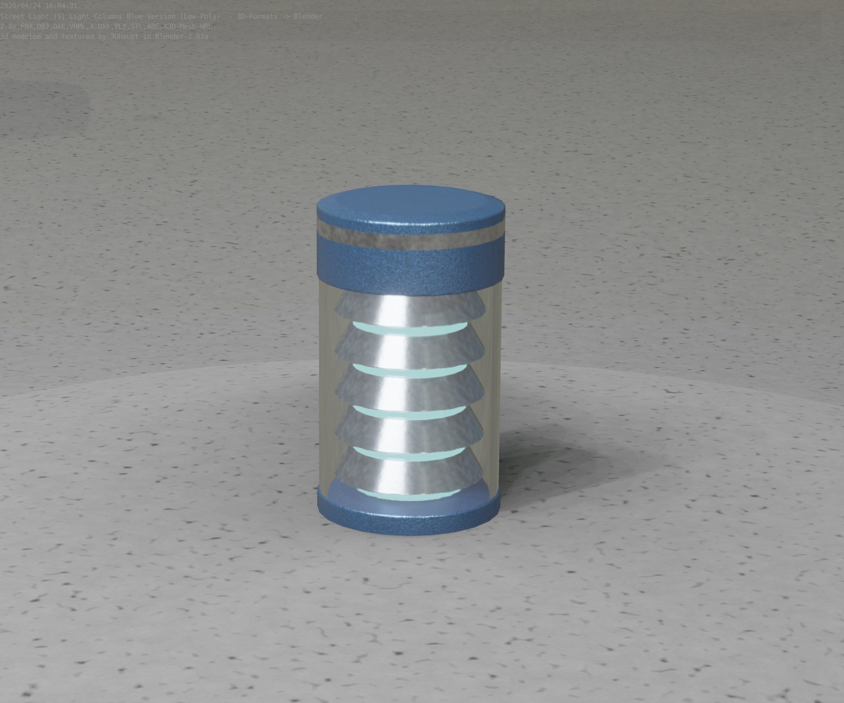 Low-Poly Blue Light Column 1 - Street Light Set-9 Low-poly 3D model_55