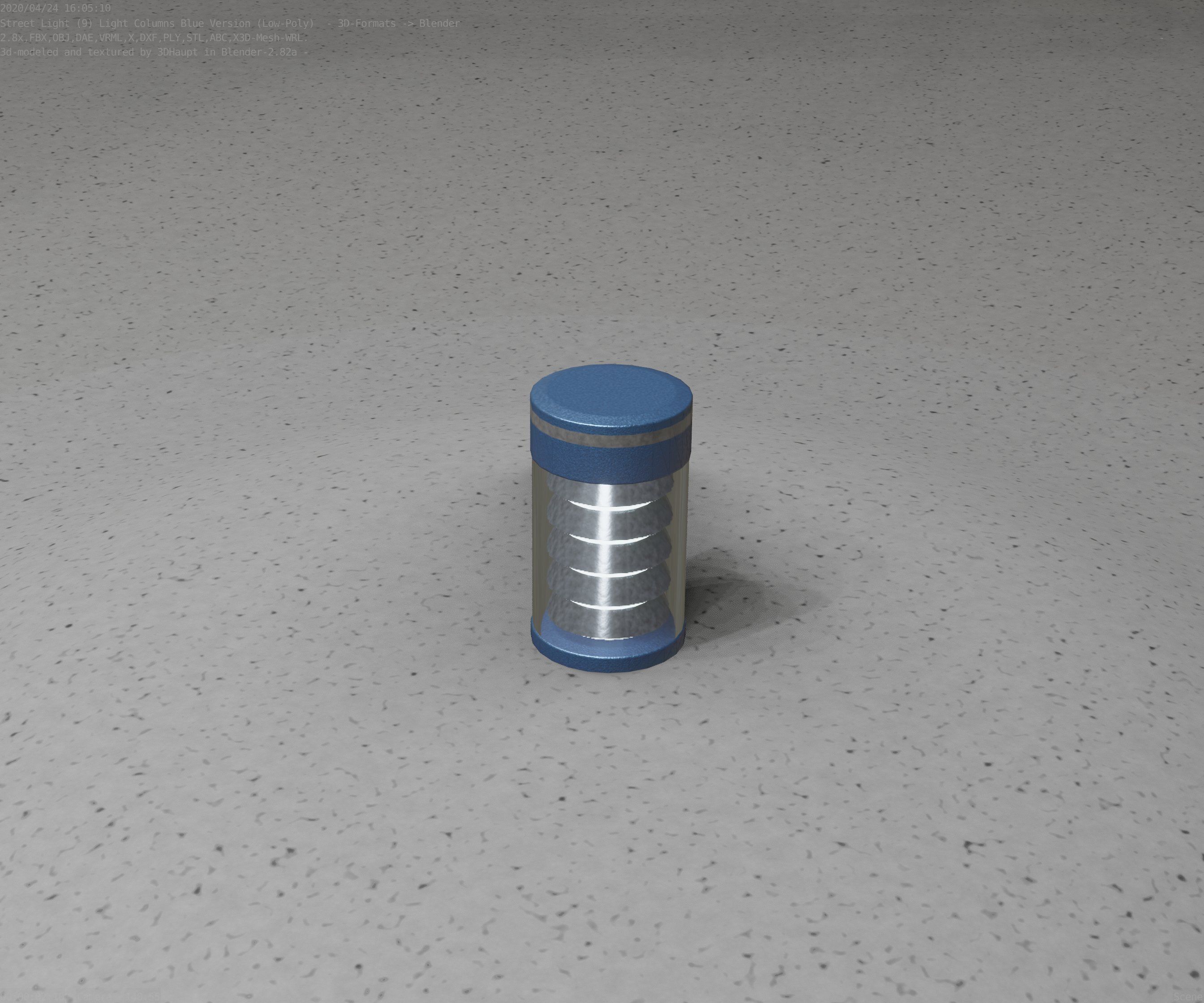 Low-Poly Blue Light Column 1 - Street Light Set-9 Low-poly 3D model_73