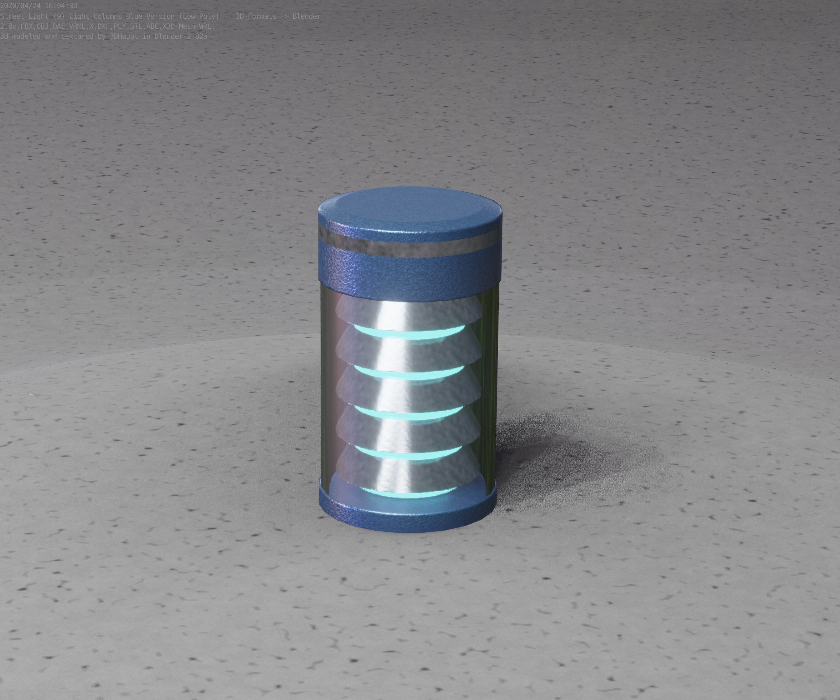 Low-Poly Blue Light Column 1 - Street Light Set-9 Low-poly 3D model_1