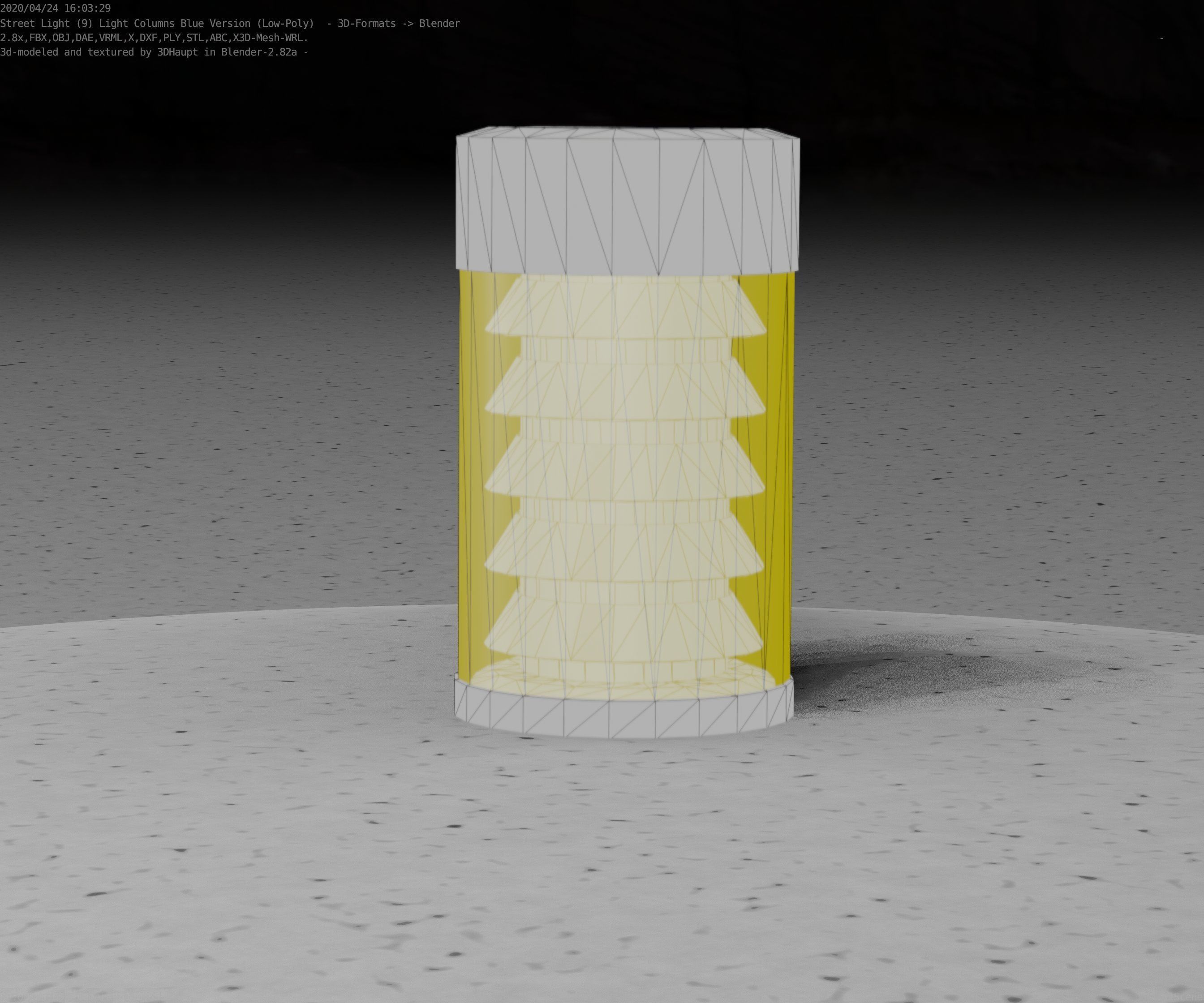 Low-Poly Blue Light Column 1 - Street Light Set-9 Low-poly 3D model_21