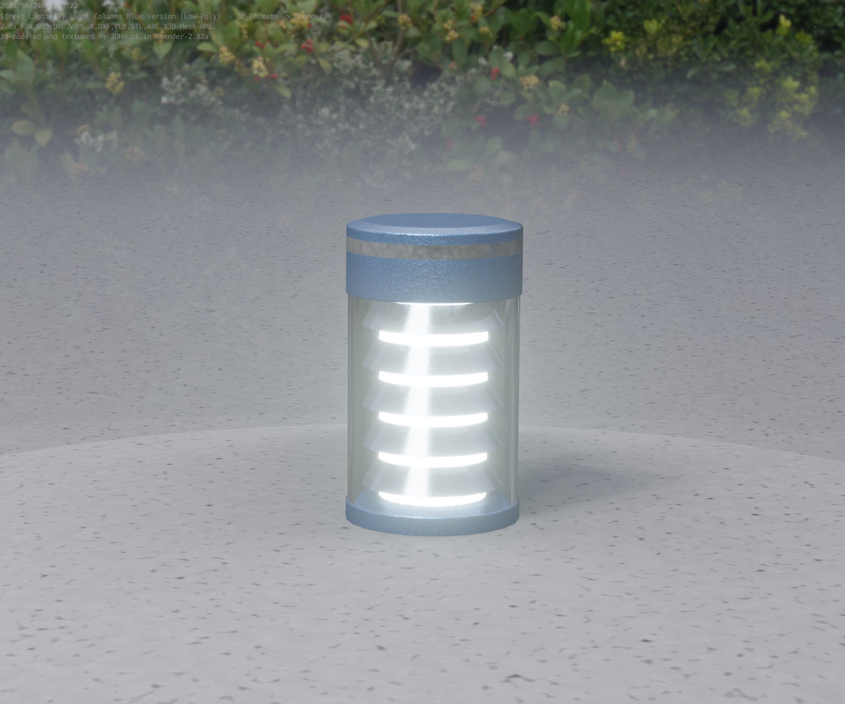 Low-Poly Blue Light Column 1 - Street Light Set-9 Low-poly 3D model_79