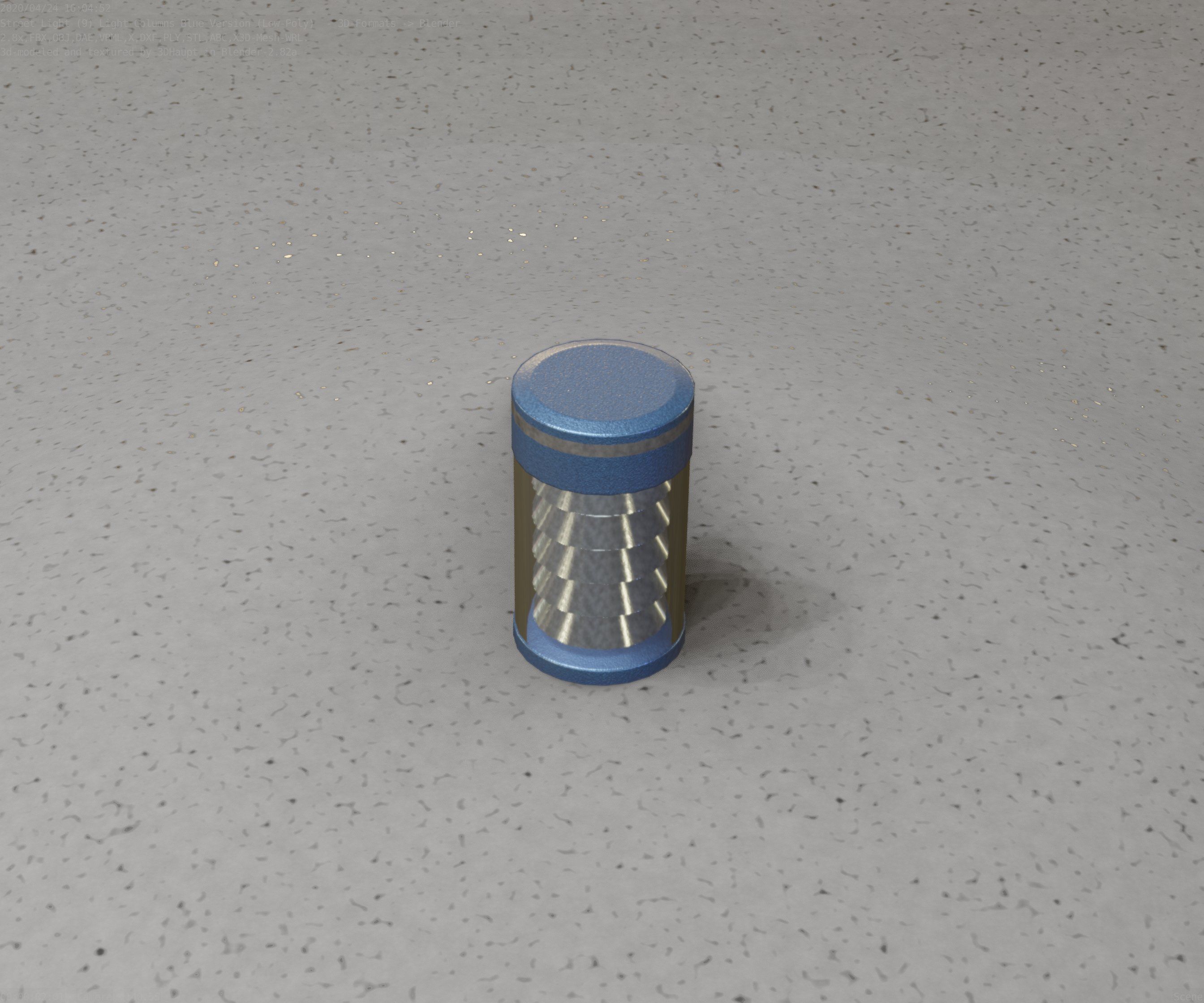 Low-Poly Blue Light Column 1 - Street Light Set-9 Low-poly 3D model_9