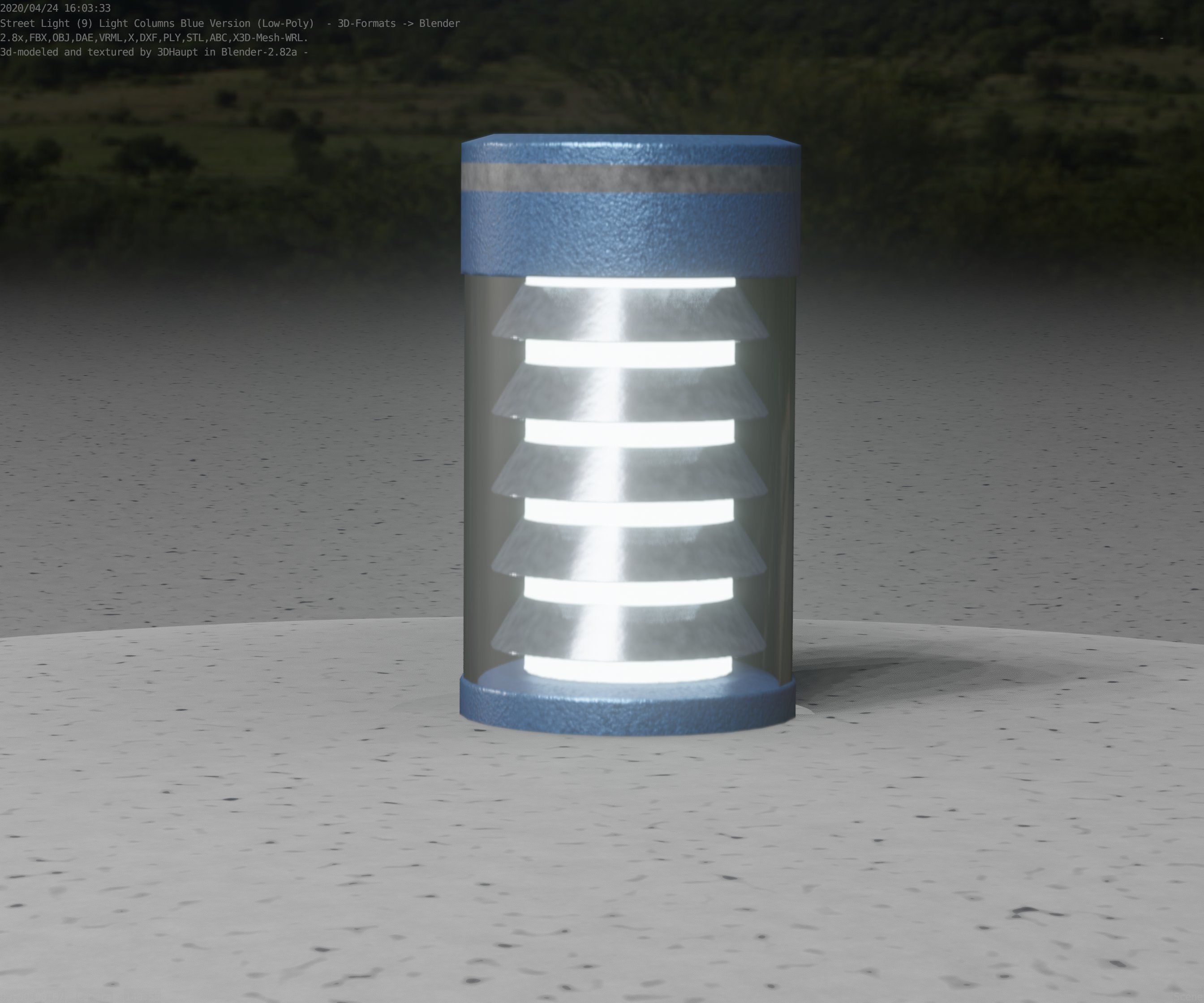 Low-Poly Blue Light Column 1 - Street Light Set-9 Low-poly 3D model_23