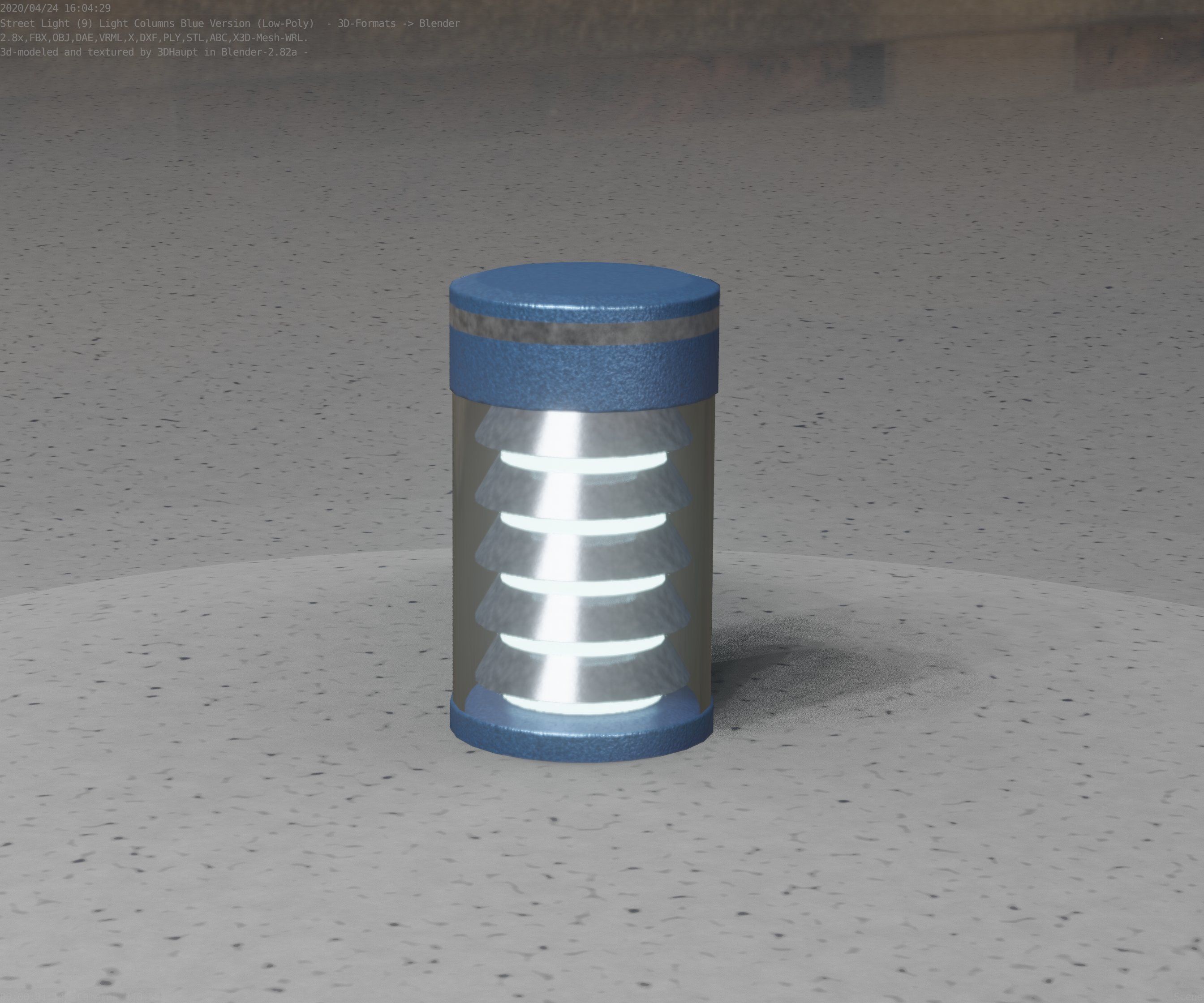 Low-Poly Blue Light Column 1 - Street Light Set-9 Low-poly 3D model_54