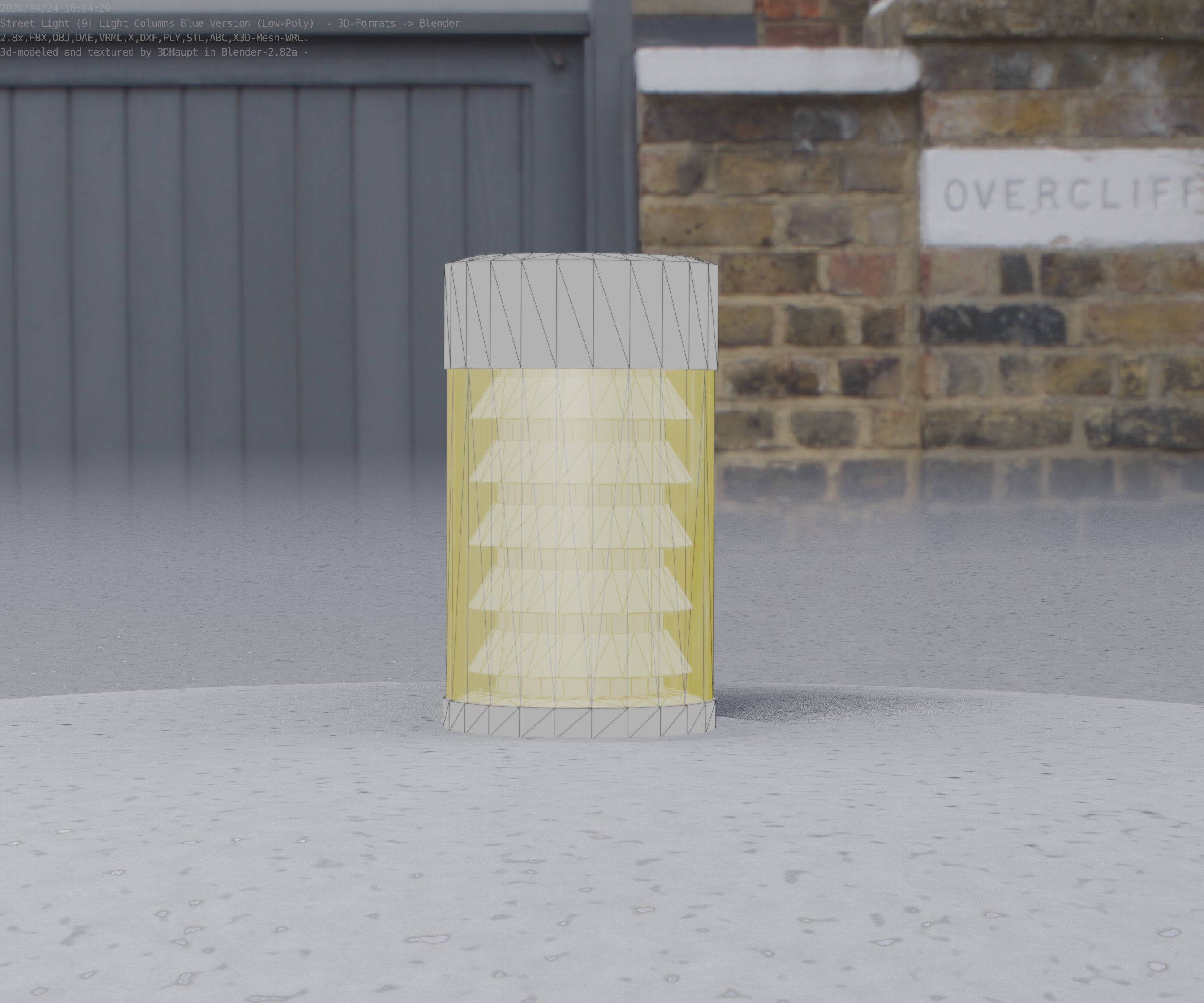 Low-Poly Blue Light Column 1 - Street Light Set-9 Low-poly 3D model_49