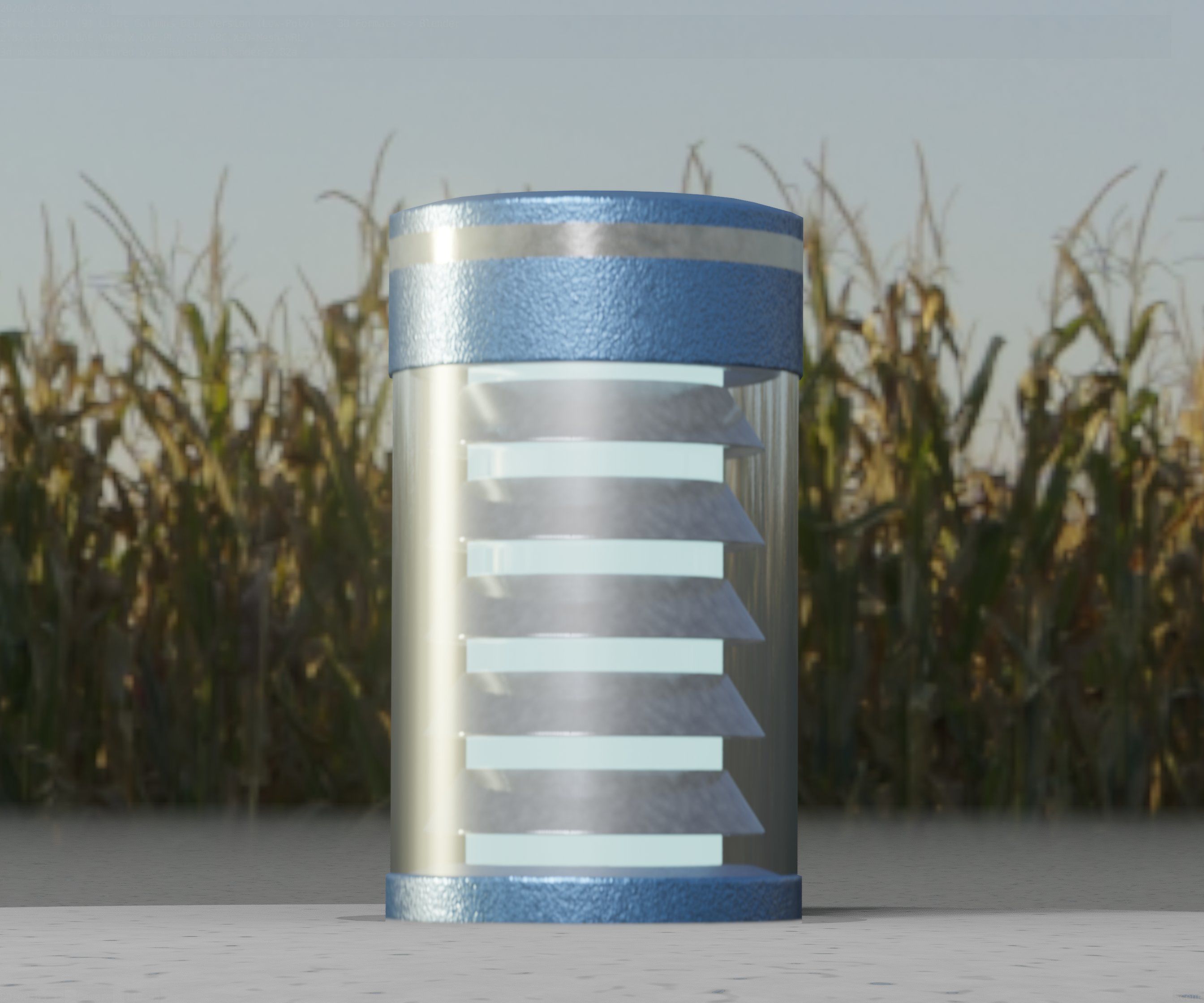 Low-Poly Blue Light Column 1 - Street Light Set-9 Low-poly 3D model_61